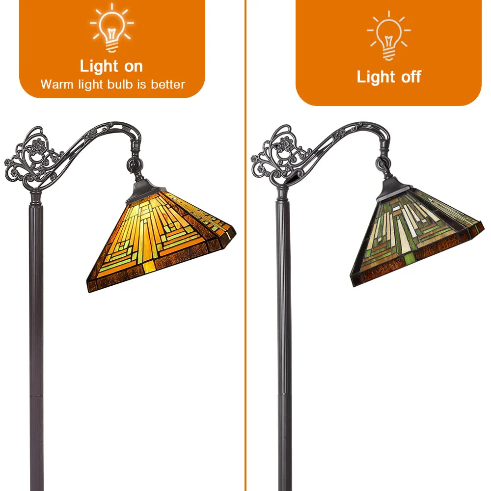 Capulina Tiffany Floor Lamp Tall Antique Mission Style Stained Glass Soft Light - Image 6