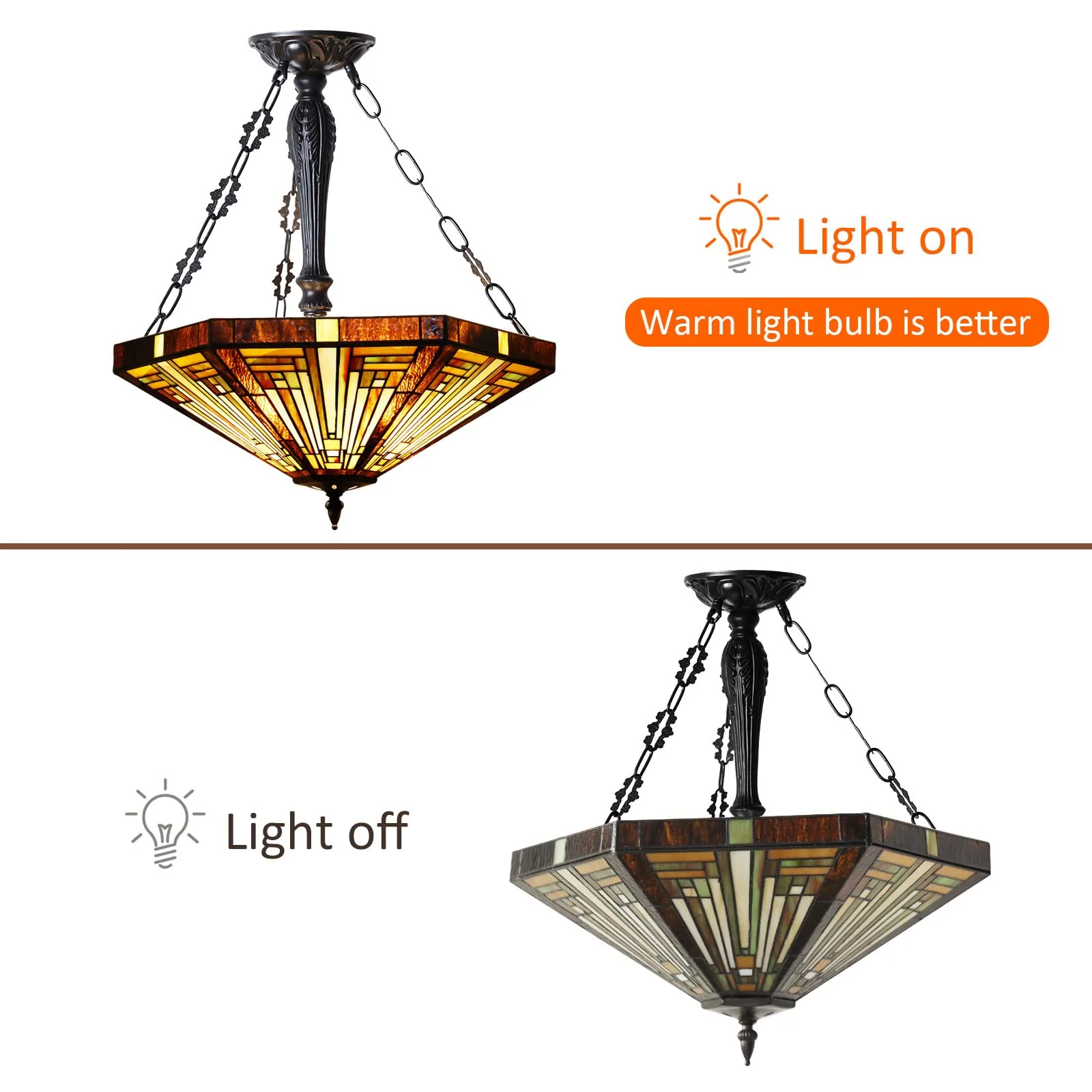 Capulina Tiffany Inverted Pendant Lights Ceiling Light - Image 6