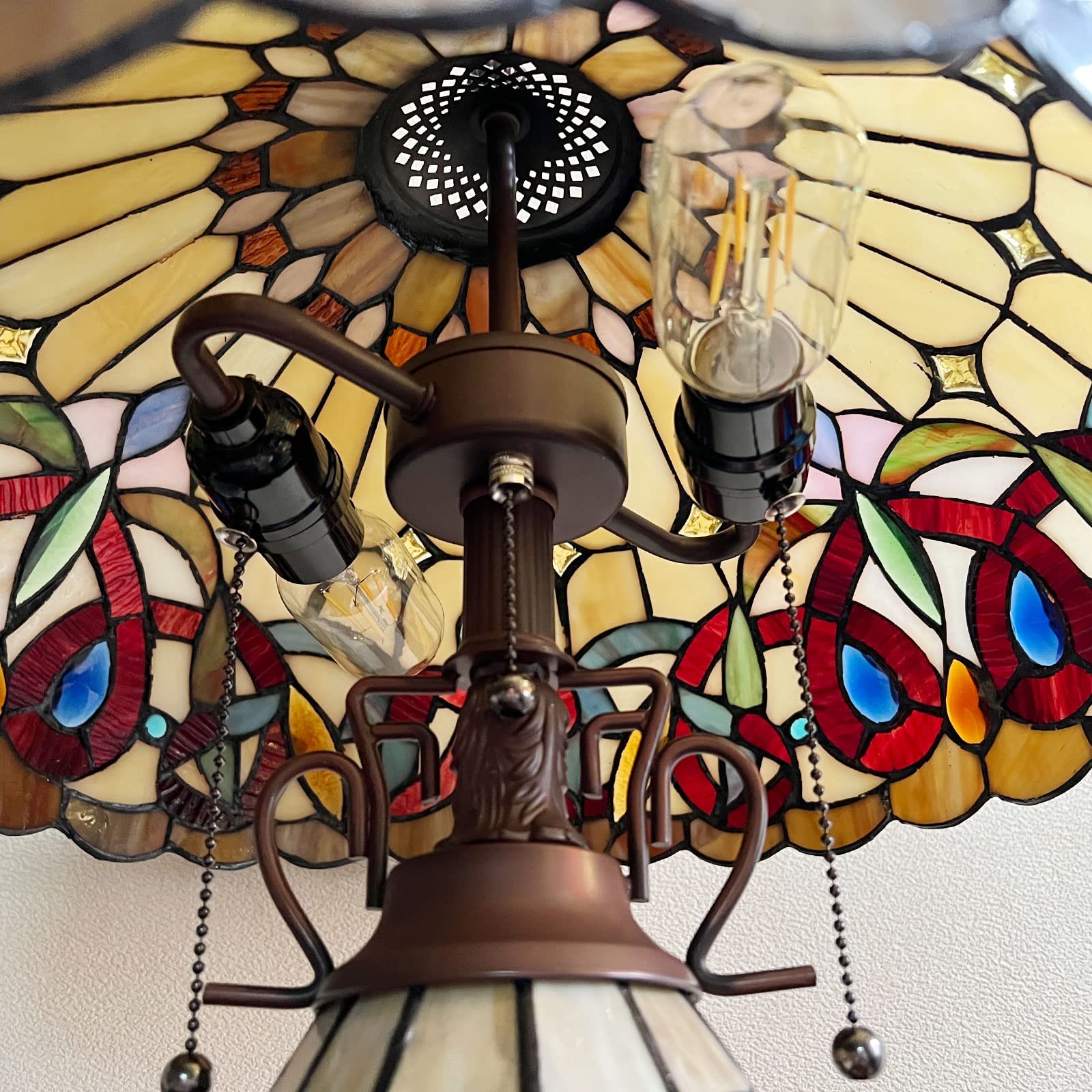 Capulina Tiffany Large Table Lamp 3-Light Desk Light - Image 4