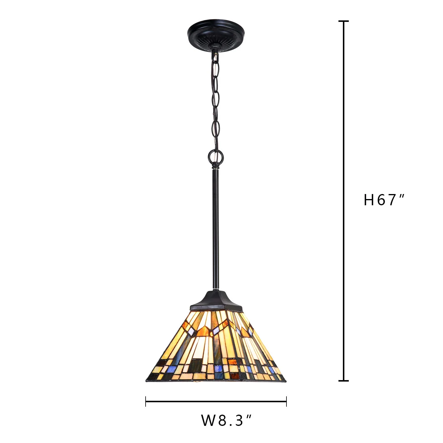 Capulina Tiffany Mini Pendant Light 8 Inch Wide Green Blue Style Stained Glass Hanging Lamp for Kitchen Island Dining Room Bar Hallway - Image 5
