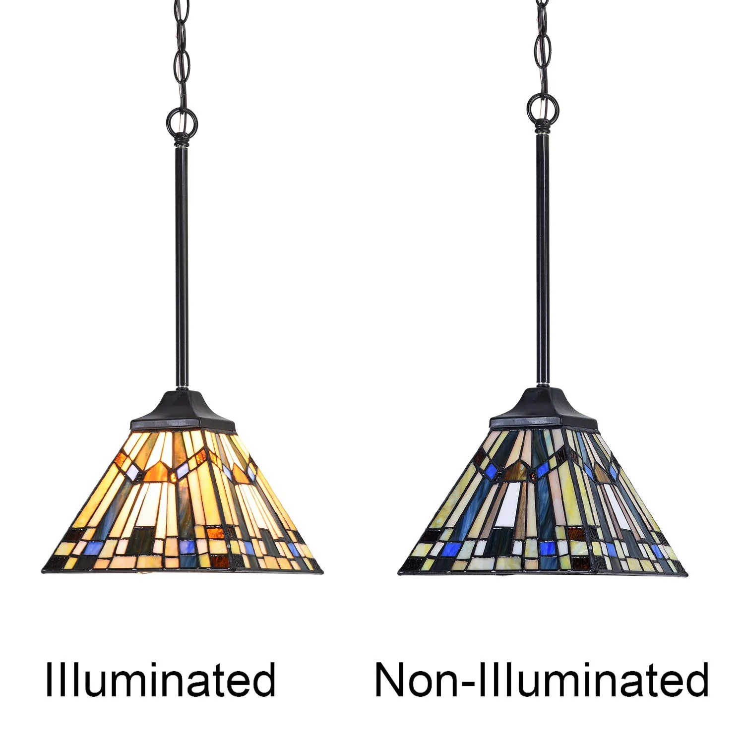 Capulina Tiffany Mini Pendant Light 8 Inch Wide Green Blue Style Stained Glass Hanging Lamp for Kitchen Island Dining Room Bar Hallway - Image 6