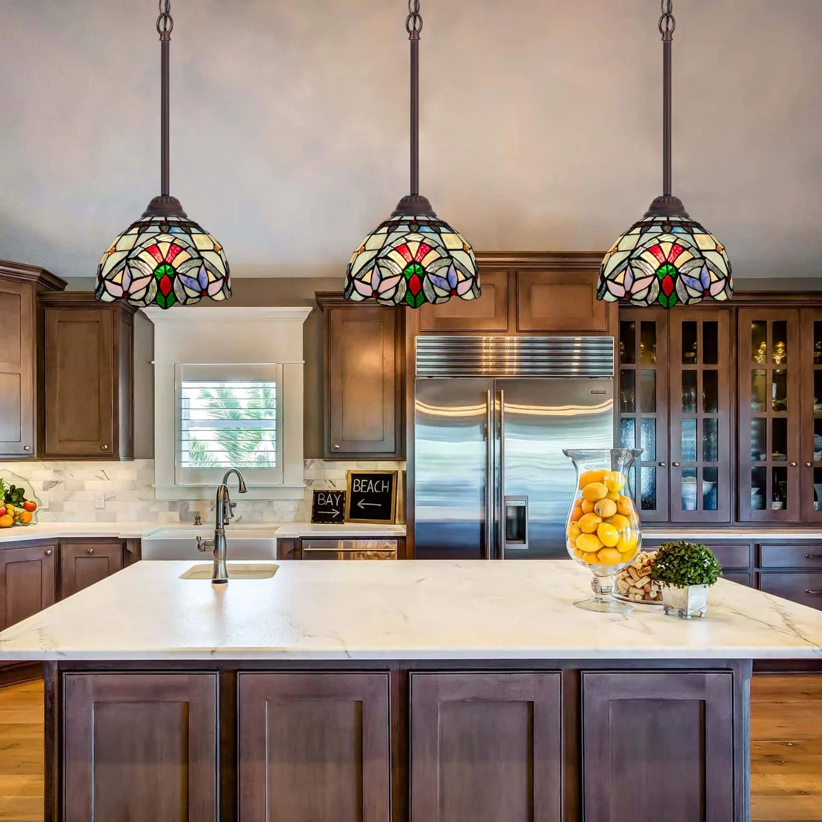 Capulina Tiffany Mini Pendant Light Rustic Antique Style Stained Glass Hanging Lamp - Image 4