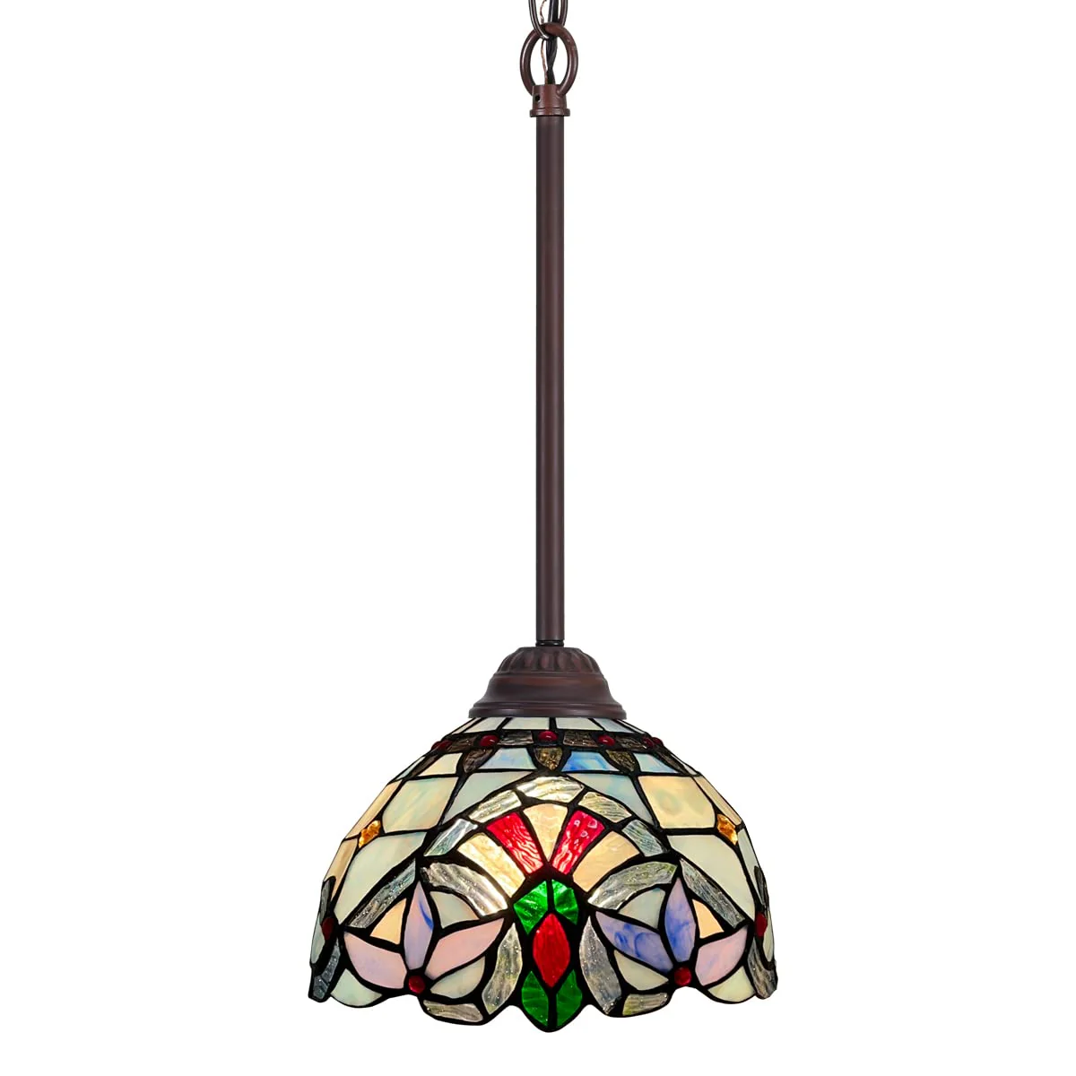 Capulina Tiffany Mini Pendant Light Rustic Antique Style Stained Glass Hanging Lamp - Image 8