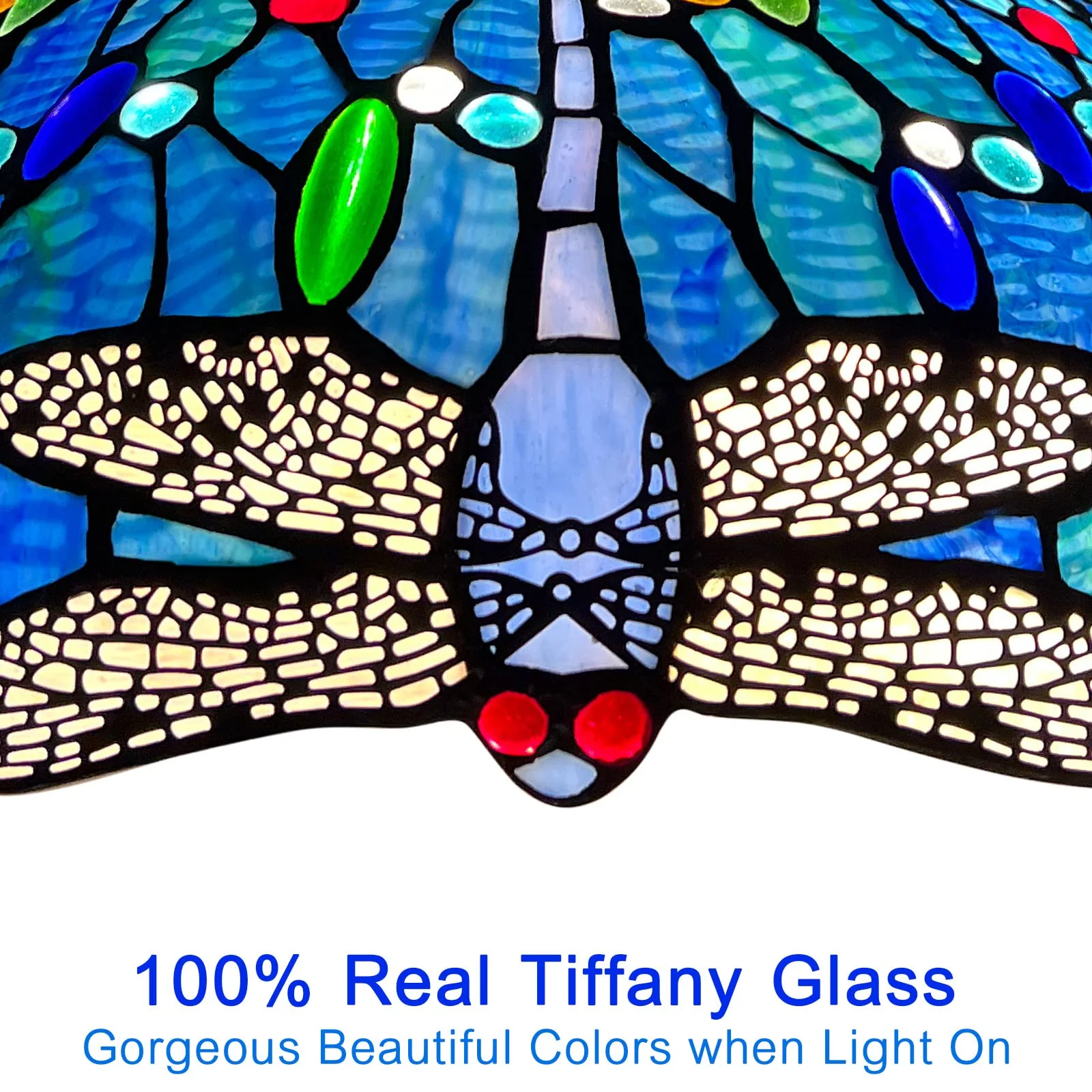 Capulina Tiffany Pendant Light Antique Dragonfly Style Stained Glass Hanging Lamp - Image 5
