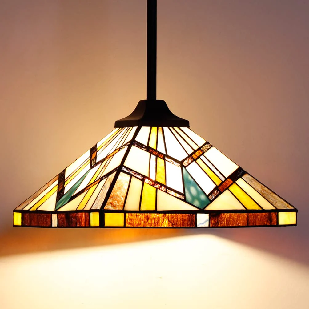 Capulina Tiffany Pendant Light 12 Wide Antique Cream Amber Style Stained Glass Hanging Lamp for Kitchen Island Living Dining Room Hallway Counter - Image 3