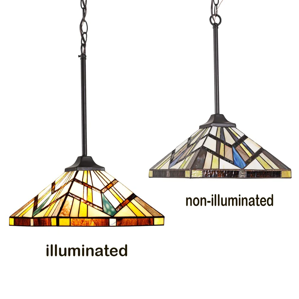 Capulina Tiffany Pendant Light 12 Wide Antique Cream Amber Style Stained Glass Hanging Lamp for Kitchen Island Living Dining Room Hallway Counter - Image 8