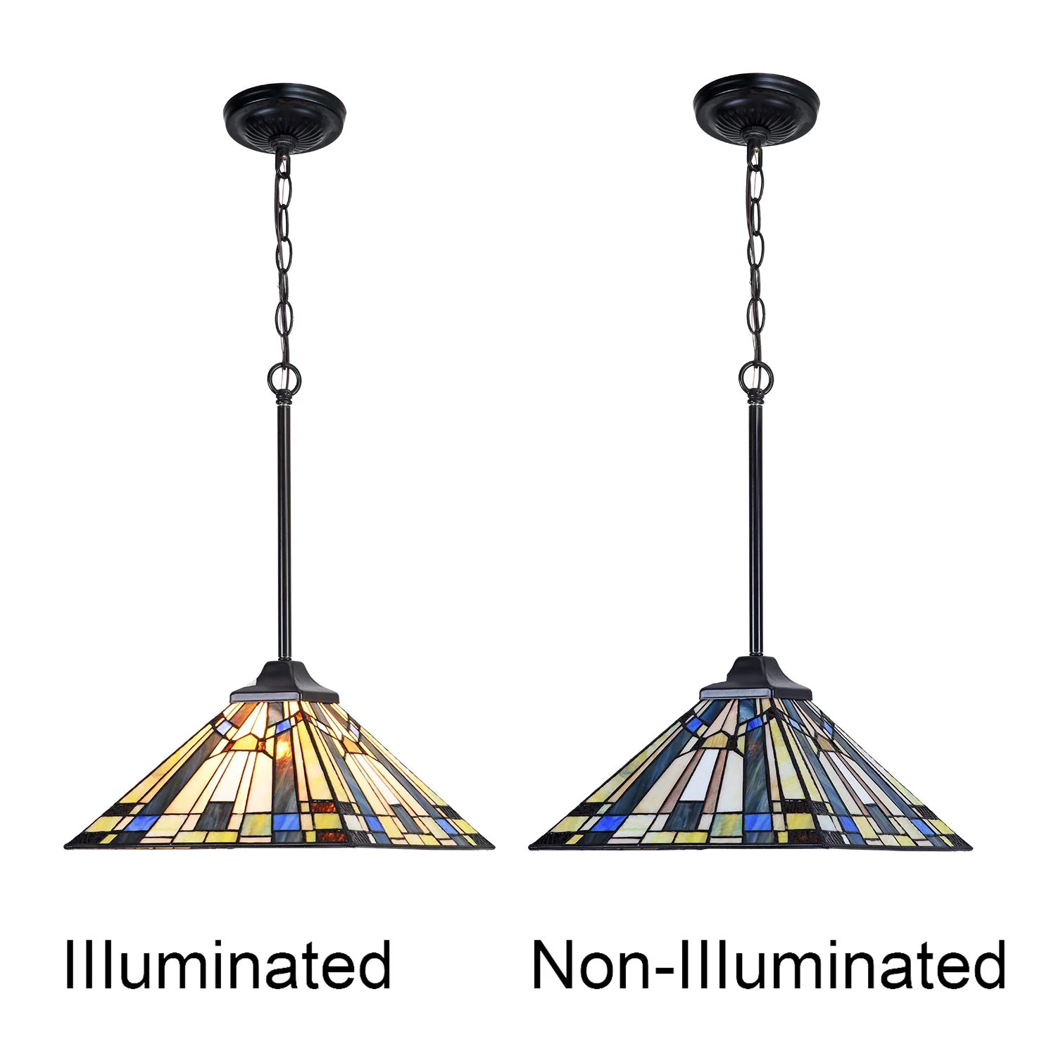 Capulina Tiffany Pendant Light Fixtures 12 Inch Wide Green Blue Style Stained Glass Hanging Lamp Decor for Kitchen Island Dining Room Bar Hallway Study - Image 5