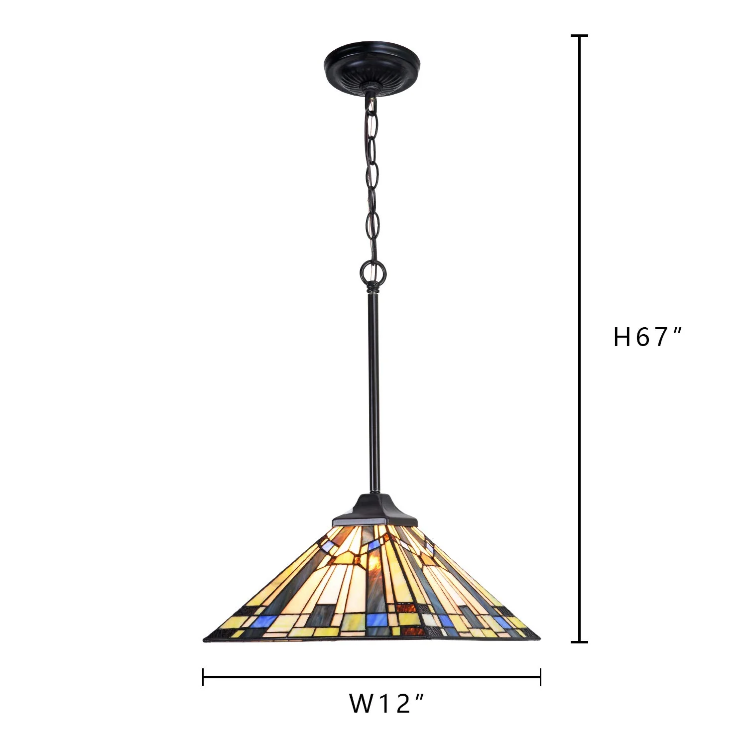 Capulina Tiffany Pendant Light Fixtures 12 Inch Wide Green Blue Style Stained Glass Hanging Lamp Decor for Kitchen Island Dining Room Bar Hallway Study - Image 6