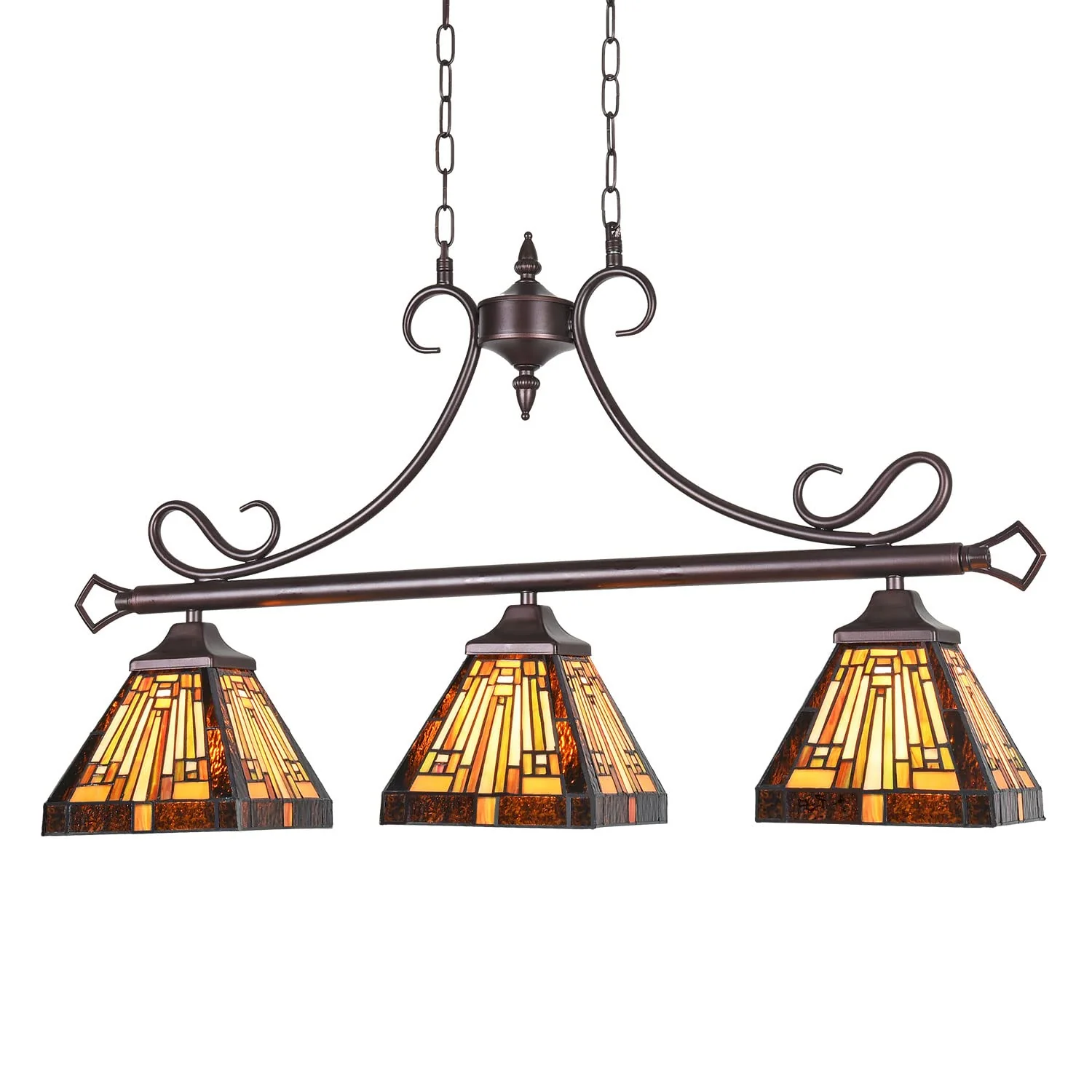 Capulina Kitchen Dining Room Tiffany Pendant Lighting 3-Light Vintage Antique Style Chandelier Pendant Light Fixture for Rustic Farmhouse - Image 8