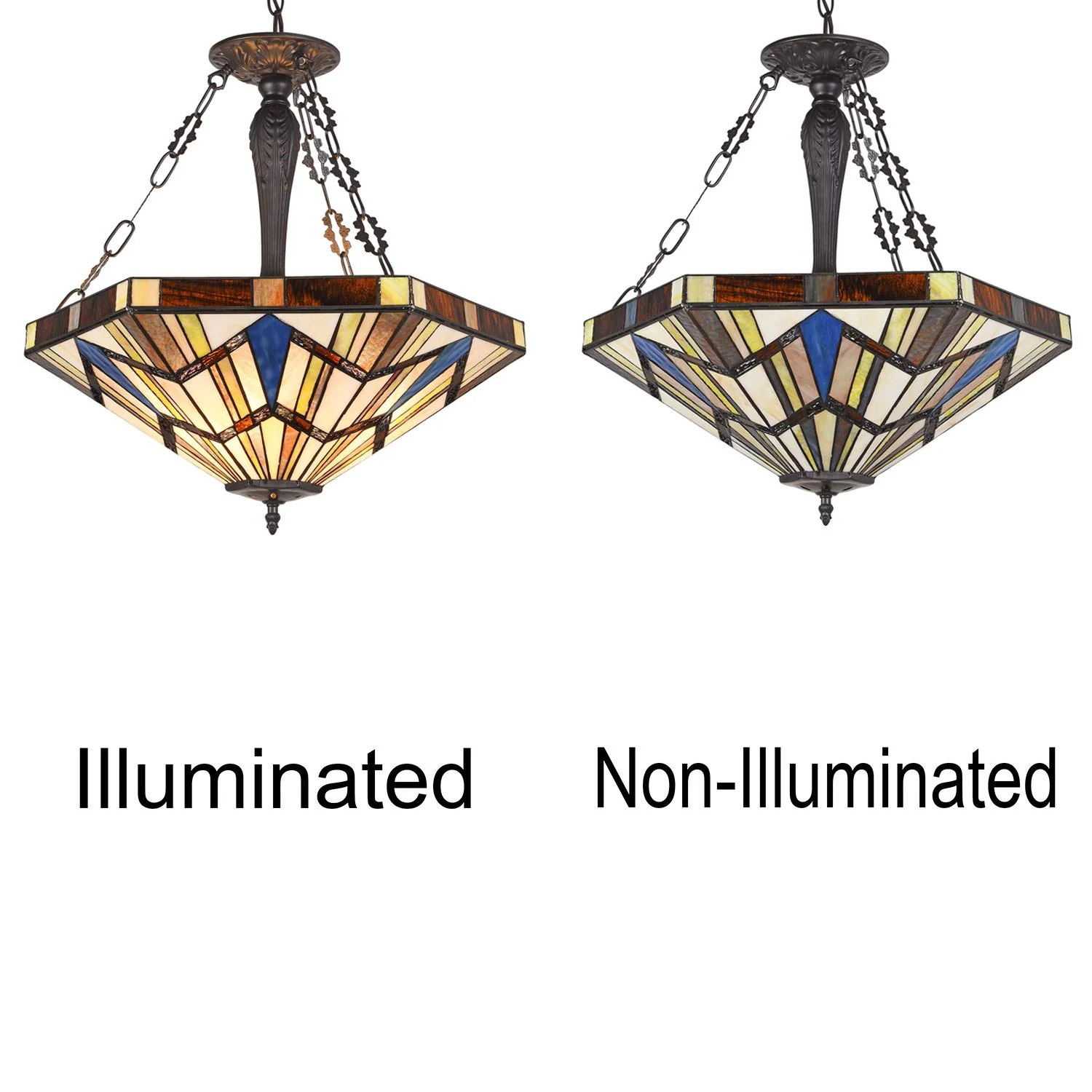 Capulina Tiffany Pendant Lights Inverted Ceiling Pendant Stained Glass Light Shade for Dining Room Bedroom Living Room Hallway - Image 6