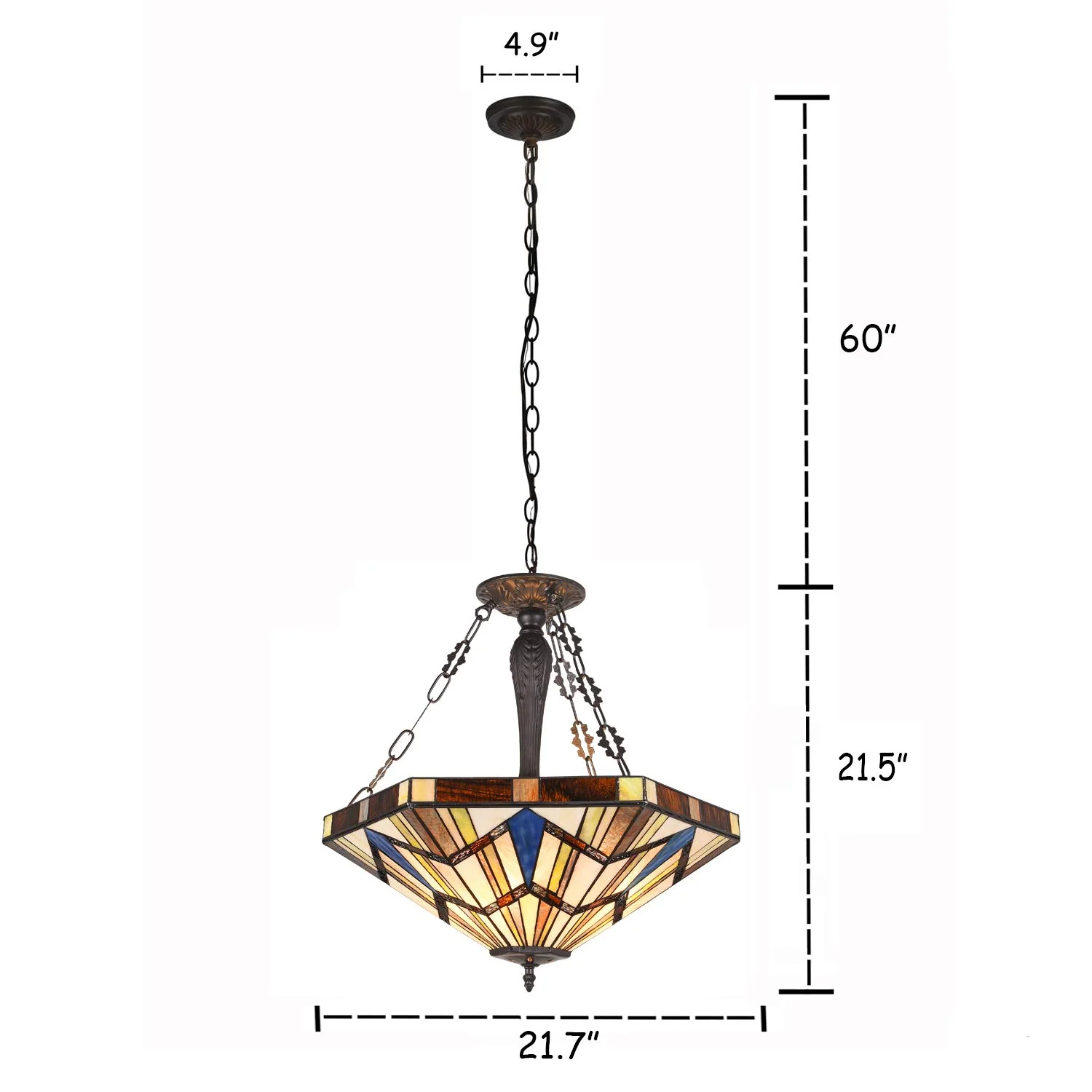 Capulina Tiffany Pendant Lights Inverted Ceiling Pendant Stained Glass Light Shade for Dining Room Bedroom Living Room Hallway - Image 7