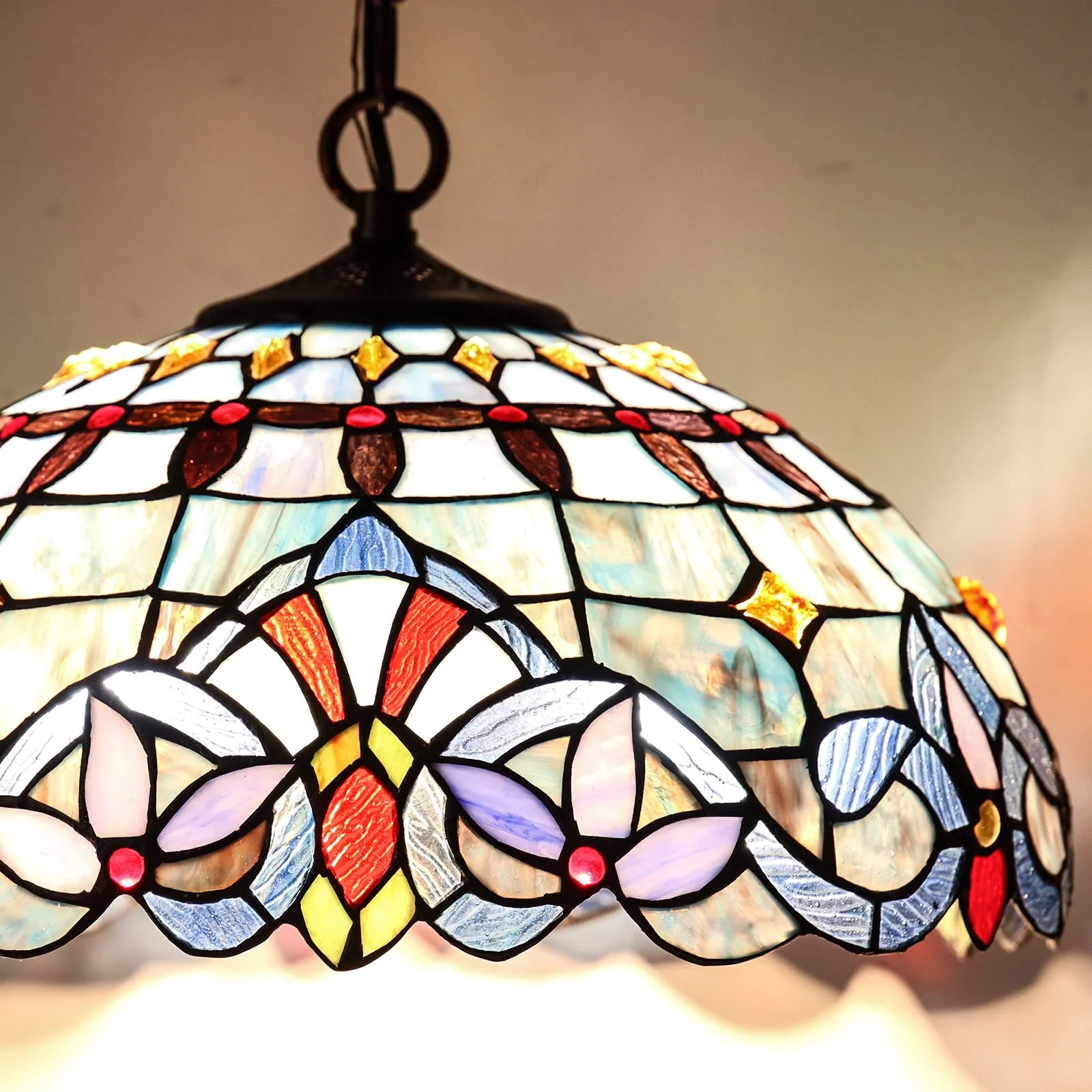 Capulina Tiffany Pendant Lights Stained Glass Hanging Lamp - Image 4