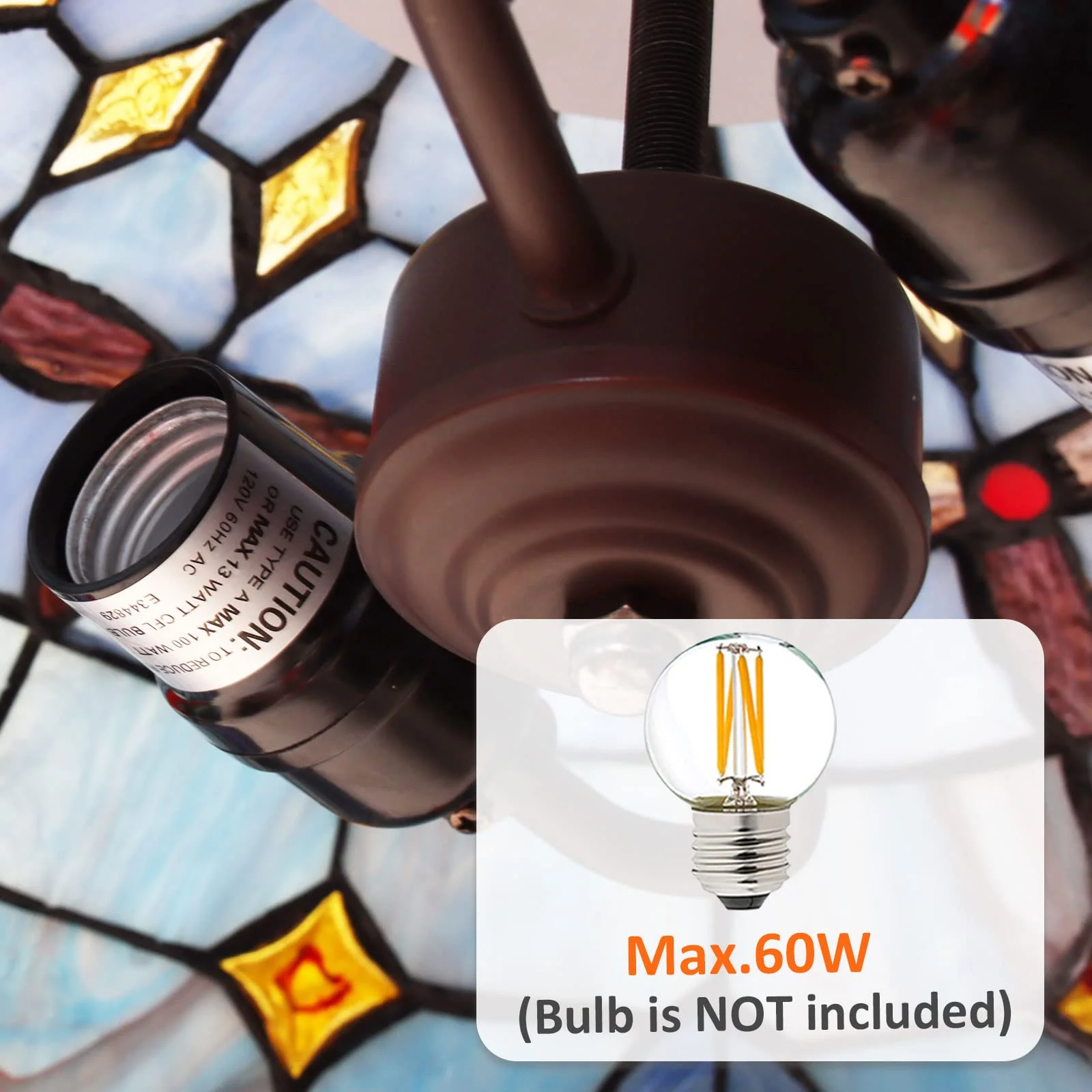 Capulina Tiffany Pendant Lights Stained Glass Hanging Lamp - Image 5