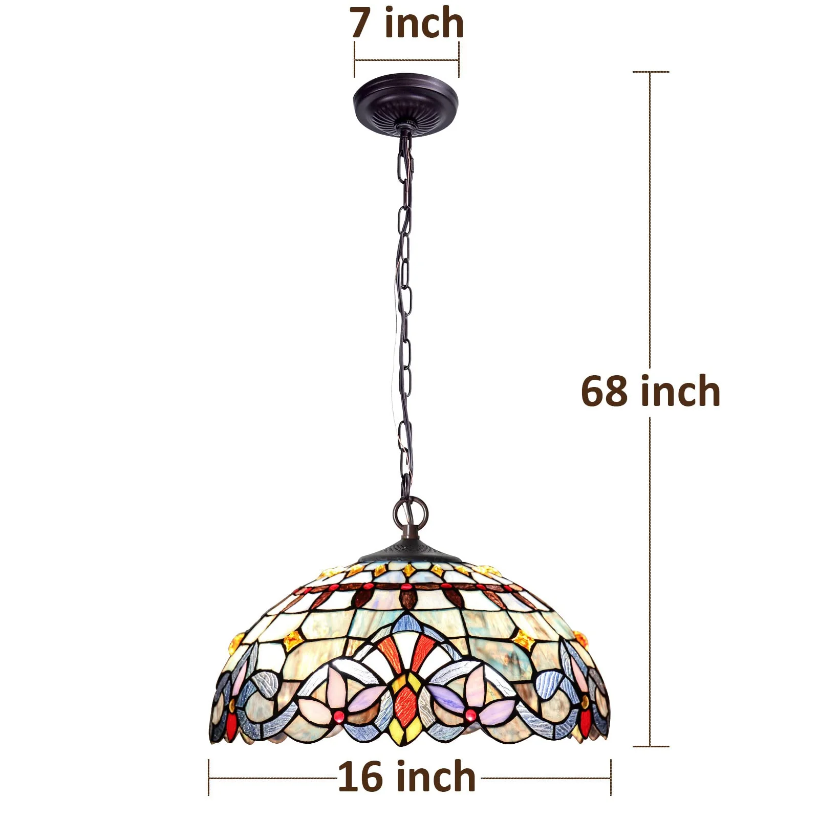 Capulina Tiffany Pendant Lights Stained Glass Hanging Lamp - Image 6