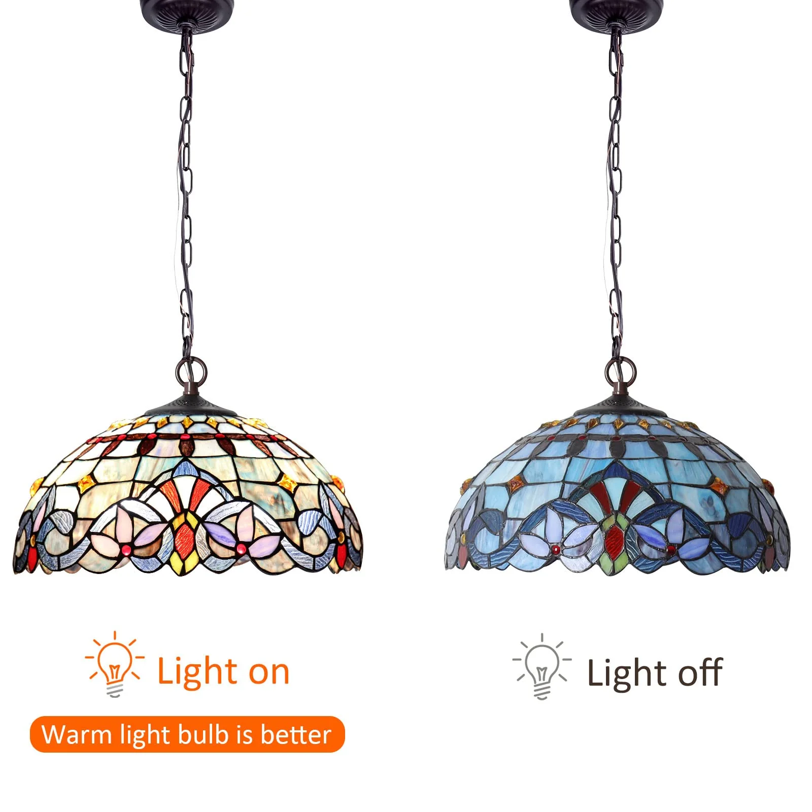 Capulina Tiffany Pendant Lights Stained Glass Hanging Lamp - Image 7