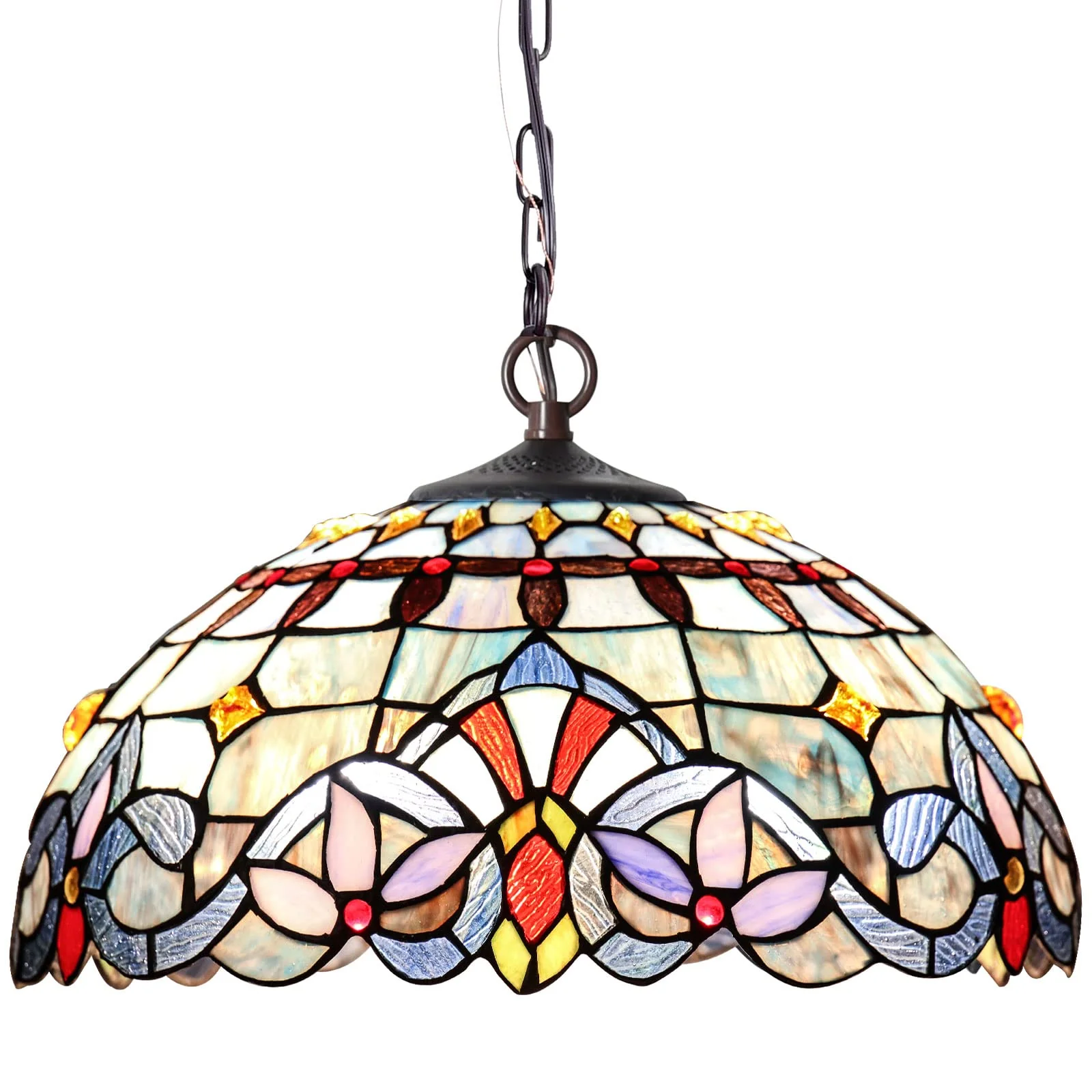 Capulina Tiffany Pendant Lights Stained Glass Hanging Lamp - Image 8