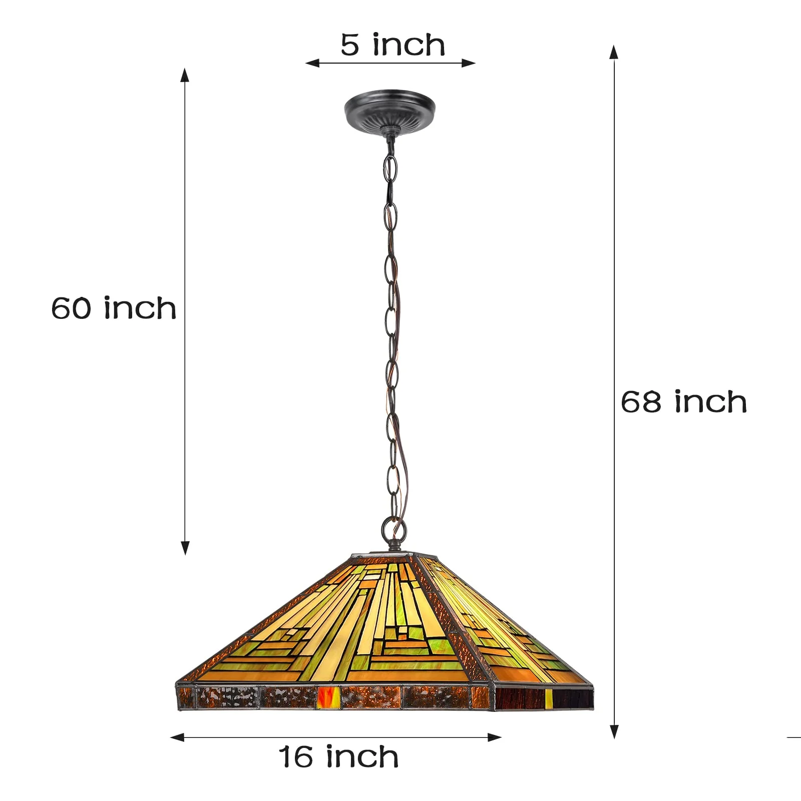 Capulina Tiffany Pendant Lights,2 Light Large 16 Wide Stained Glass Hanging Lamp,Antique Rustic Style for Kitchen Island Counter Dining Room Hallway - Image 7