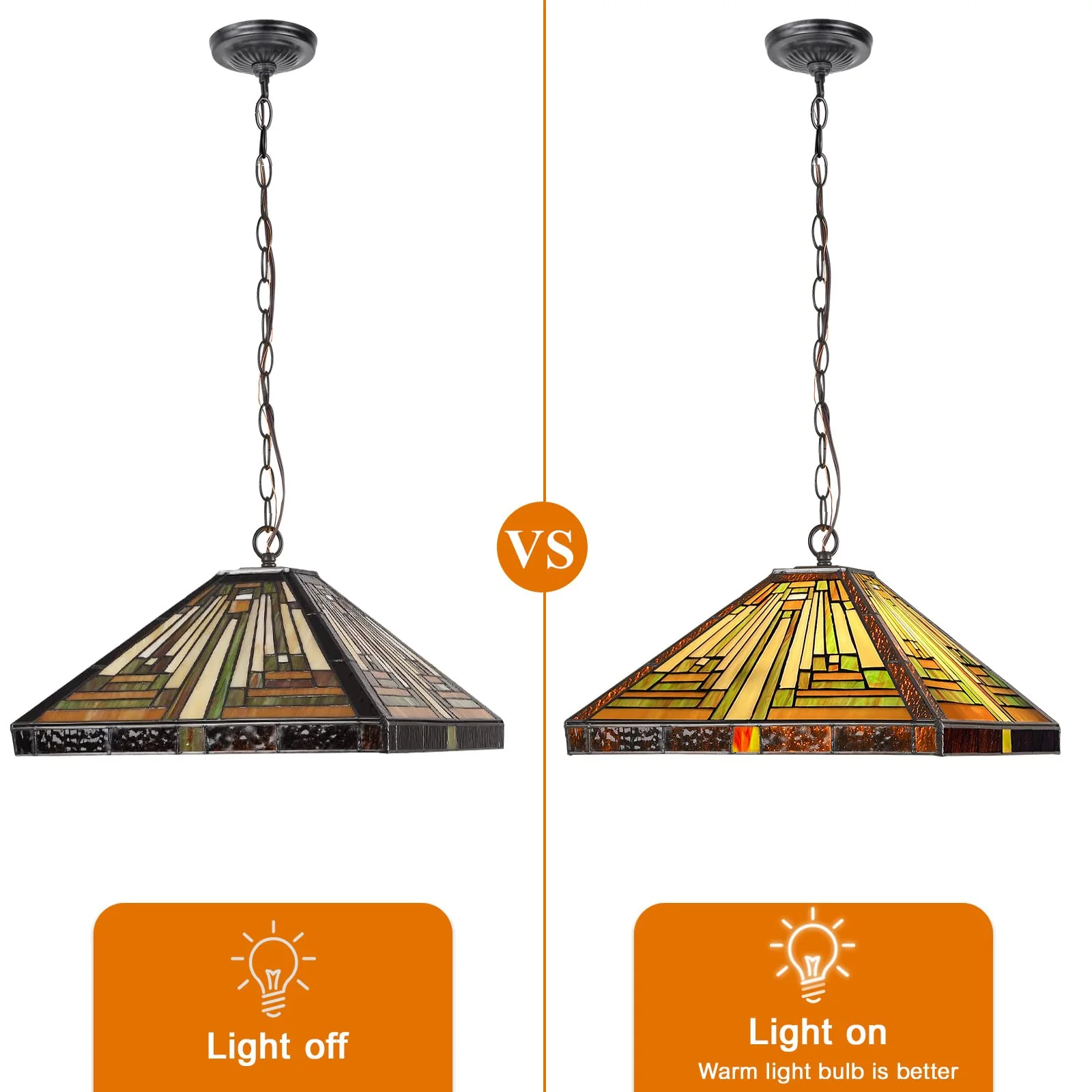 Capulina Tiffany Pendant Lights,2 Light Large 16 Wide Stained Glass Hanging Lamp,Antique Rustic Style for Kitchen Island Counter Dining Room Hallway - Image 8