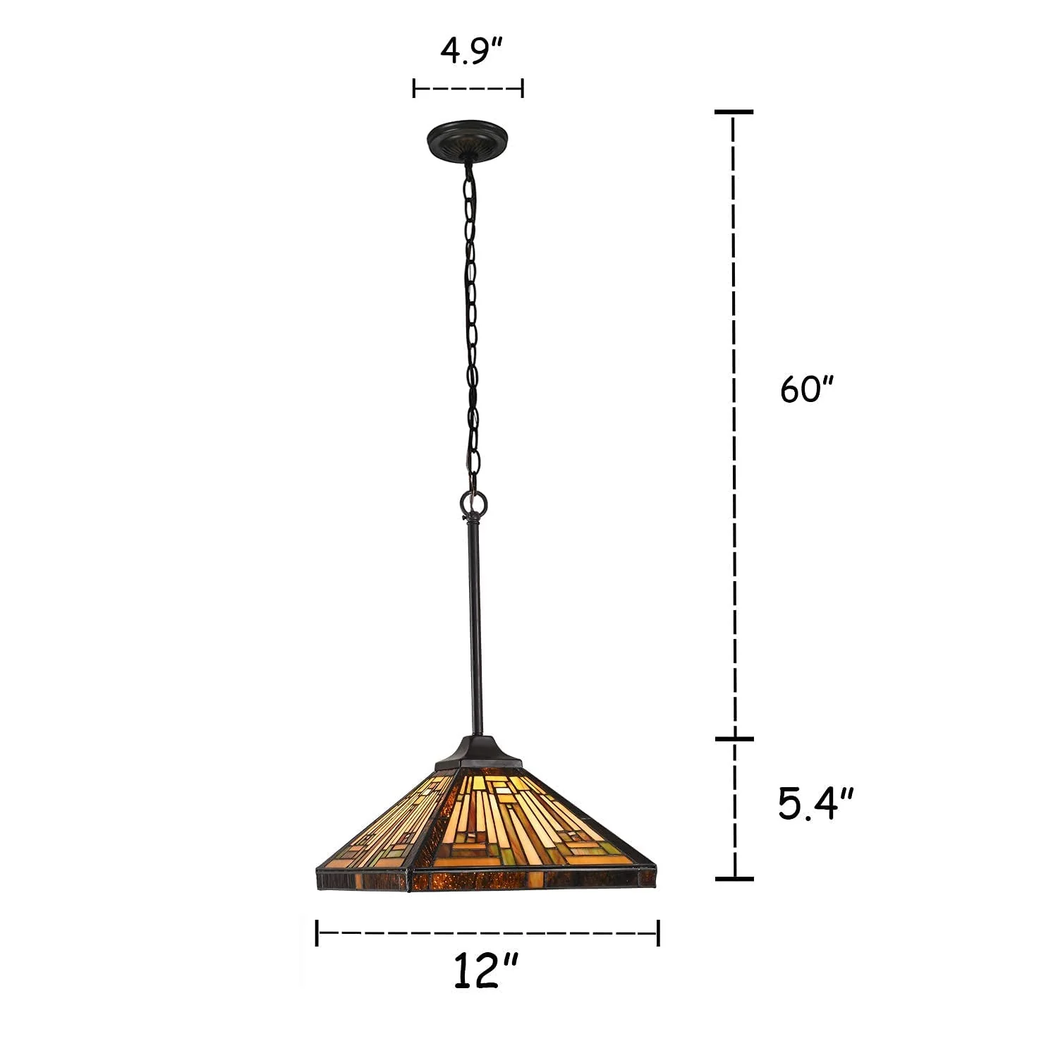 Capulina Tiffany Pendant Lights Stained Glass Hanging Lamp Antique Rustic Mission Style - Image 3