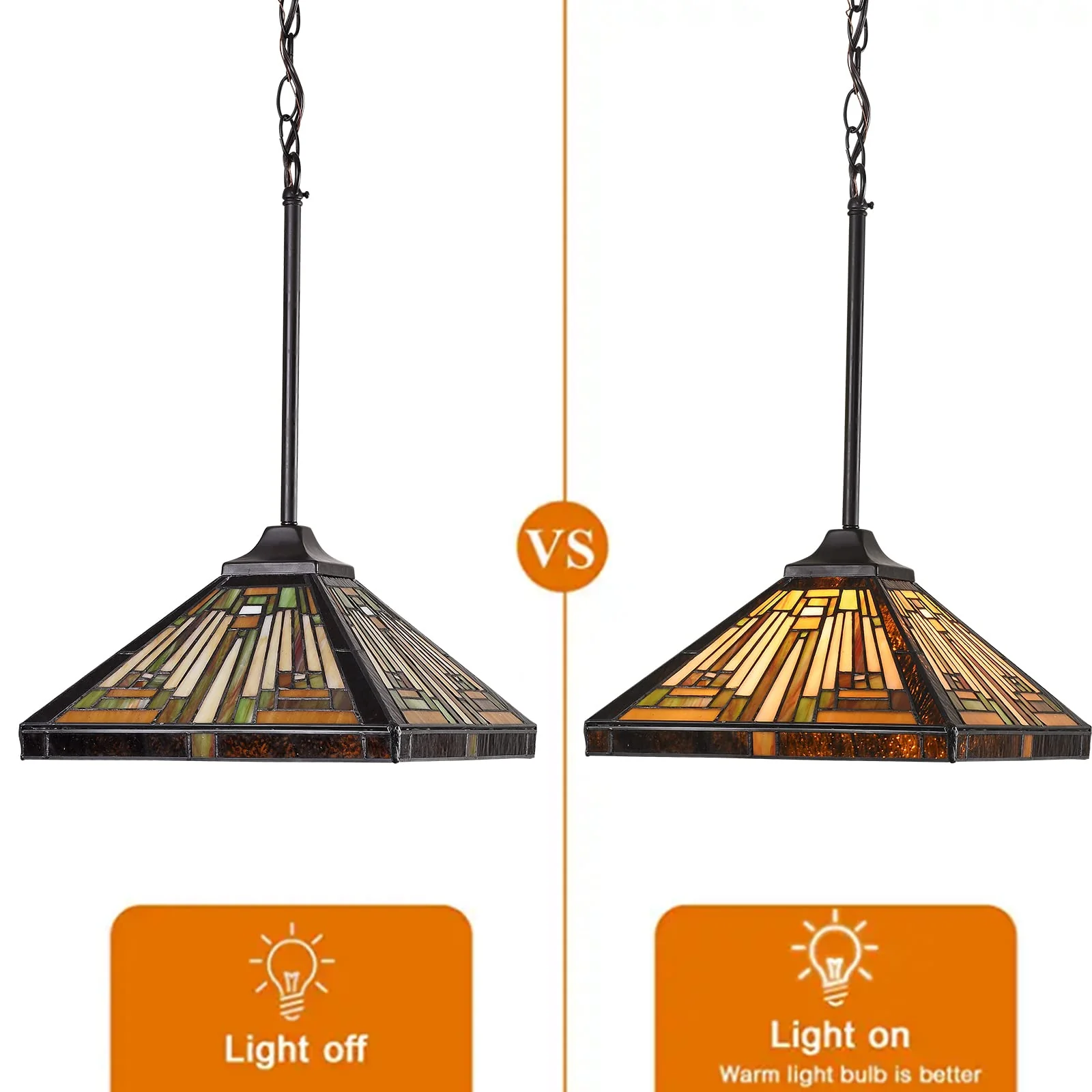 Capulina Tiffany Pendant Lights Stained Glass Hanging Lamp Antique Rustic Mission Style - Image 4