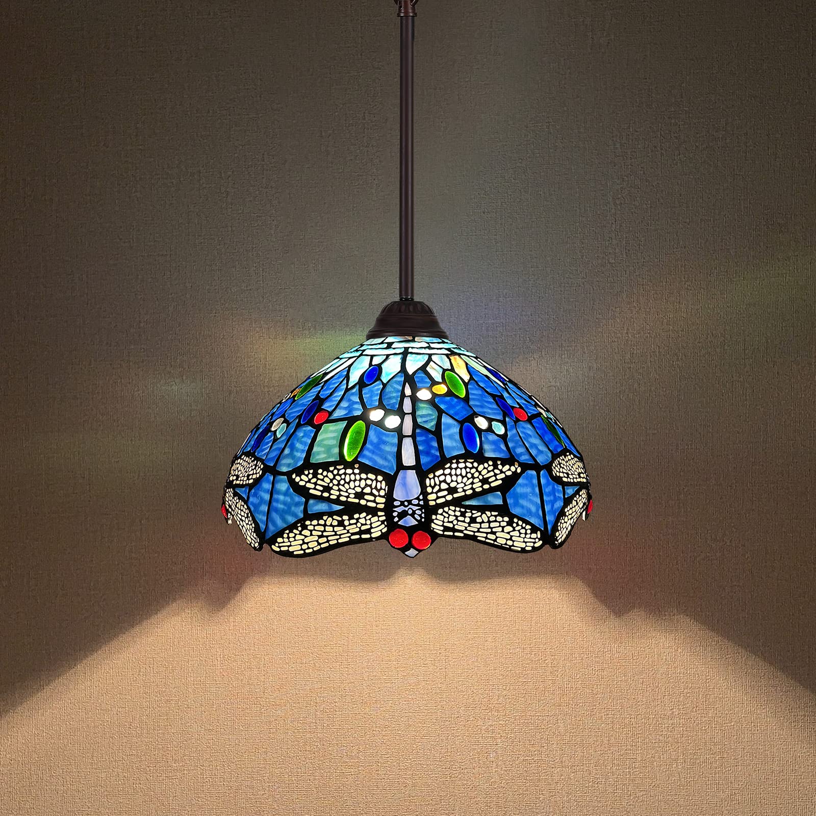 Capulina Tiffany Pendant Lights Stained Glass Hanging Lamp Dining Room - Image 3