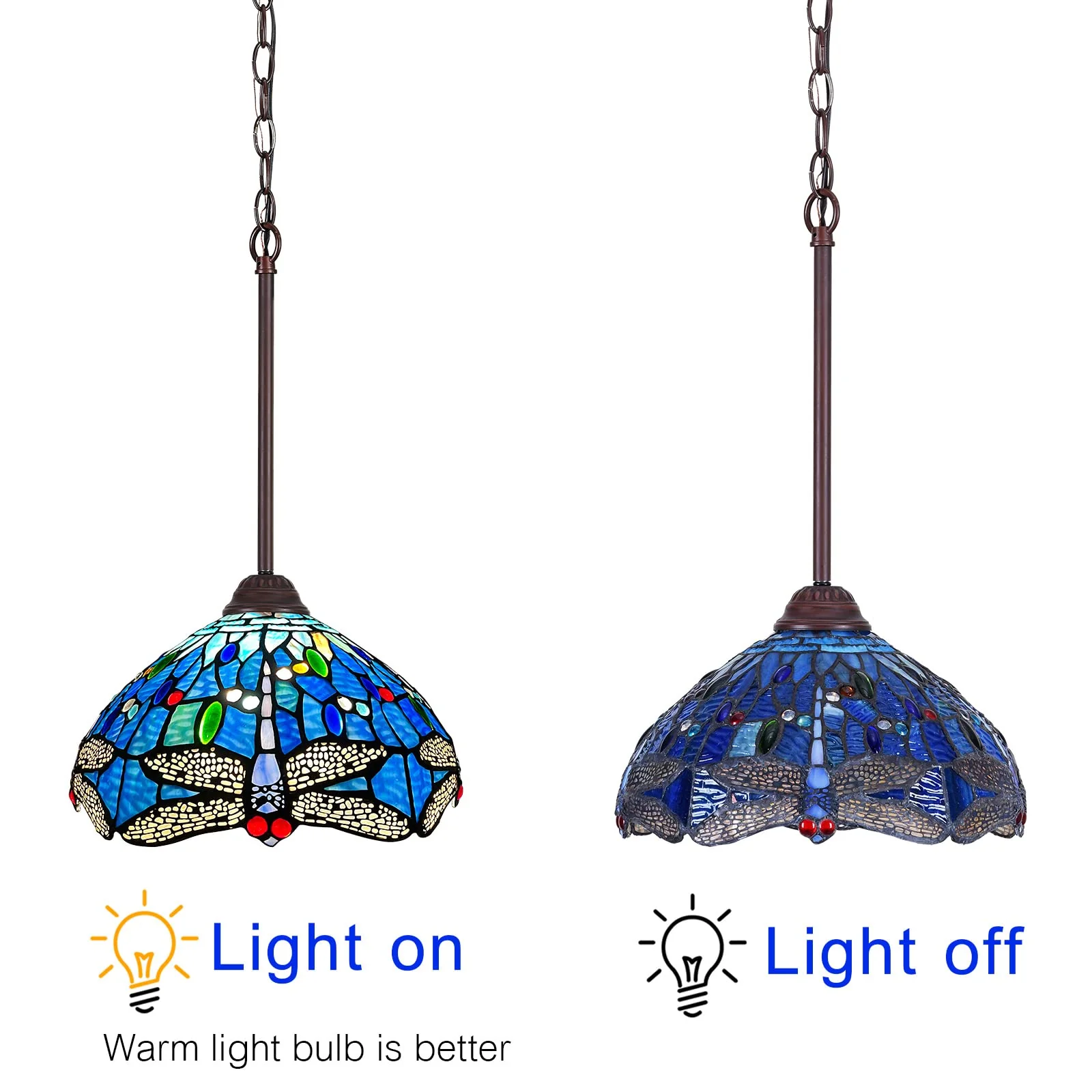 Capulina Tiffany Pendant Lights Stained Glass Hanging Lamp Dining Room - Image 4