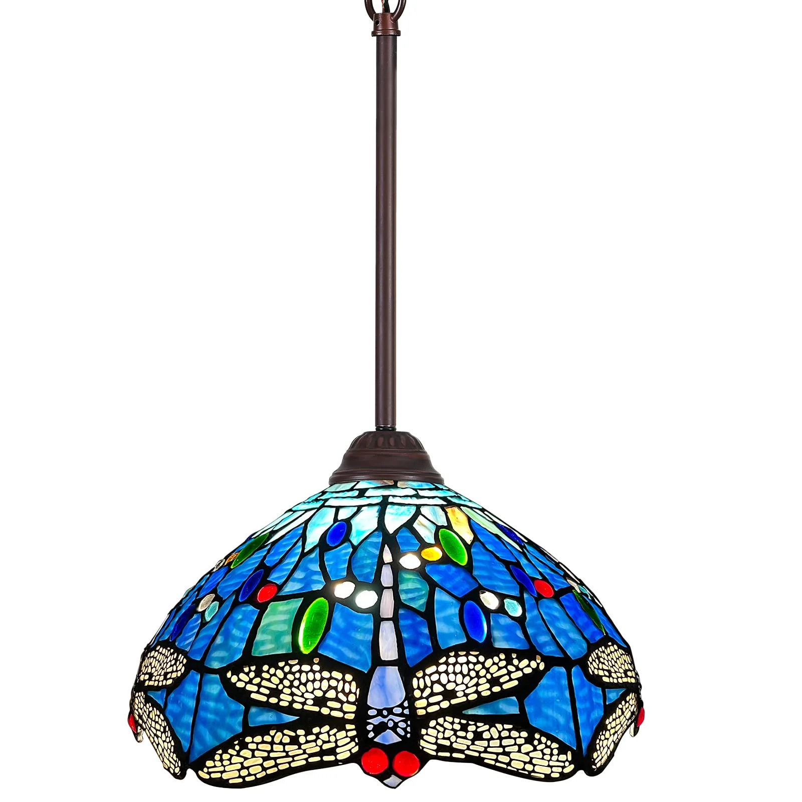 Capulina Tiffany Pendant Lights Stained Glass Hanging Lamp Dining Room - Image 7