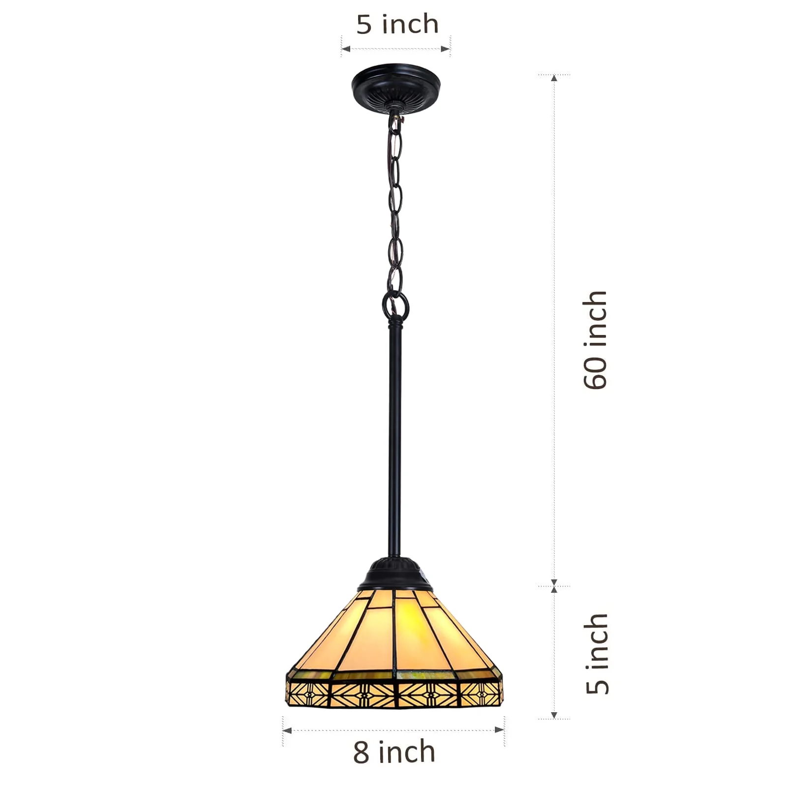 Capulina Tiffany Pendant Lights Wide Stained Glass Hanging Lamp Antique - Image 6
