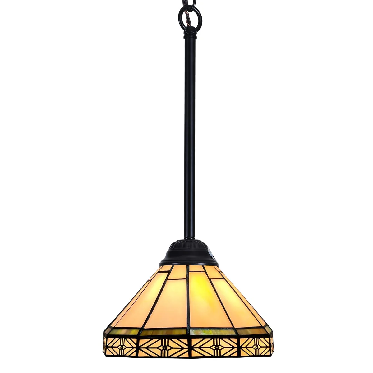 Capulina Tiffany Pendant Lights Wide Stained Glass Hanging Lamp Antique - Image 8