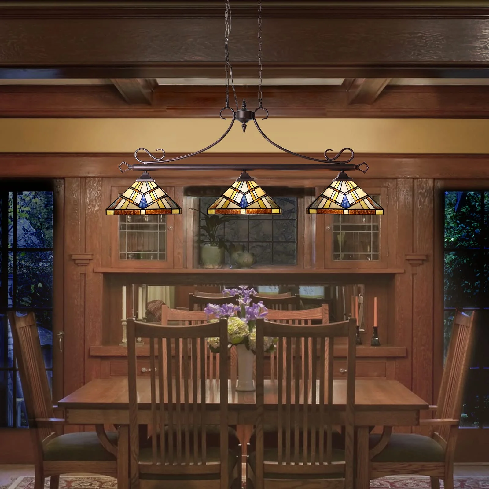 Capulina Tiffany Pool Table Lights 3-Light - Image 3
