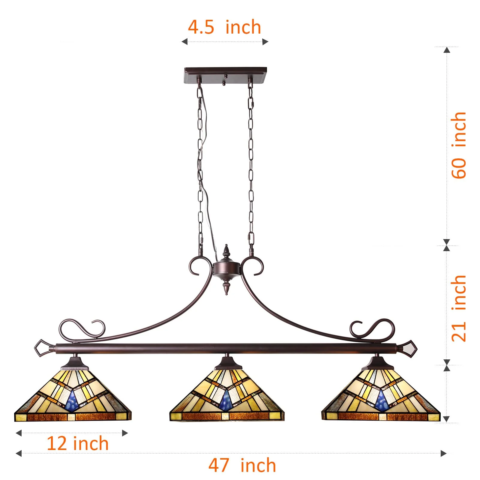 Capulina Tiffany Pool Table Lights 3-Light - Image 6