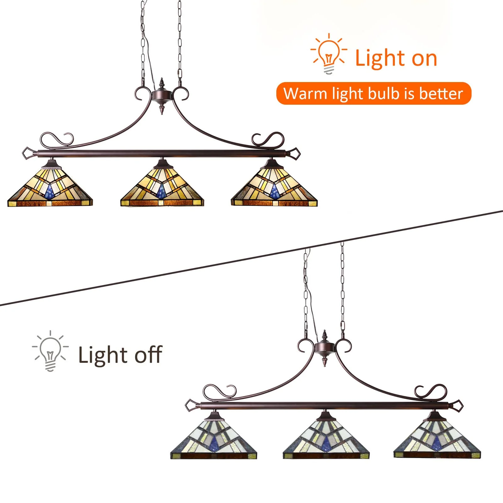 Capulina Tiffany Pool Table Lights 3-Light - Image 7