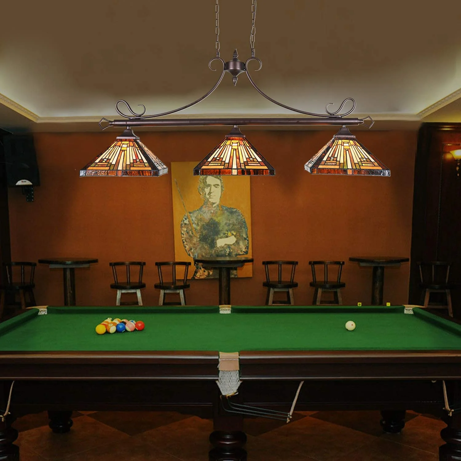 Capulina Tiffany Pool Table Lights 3-Light Pendant Light - Image 3