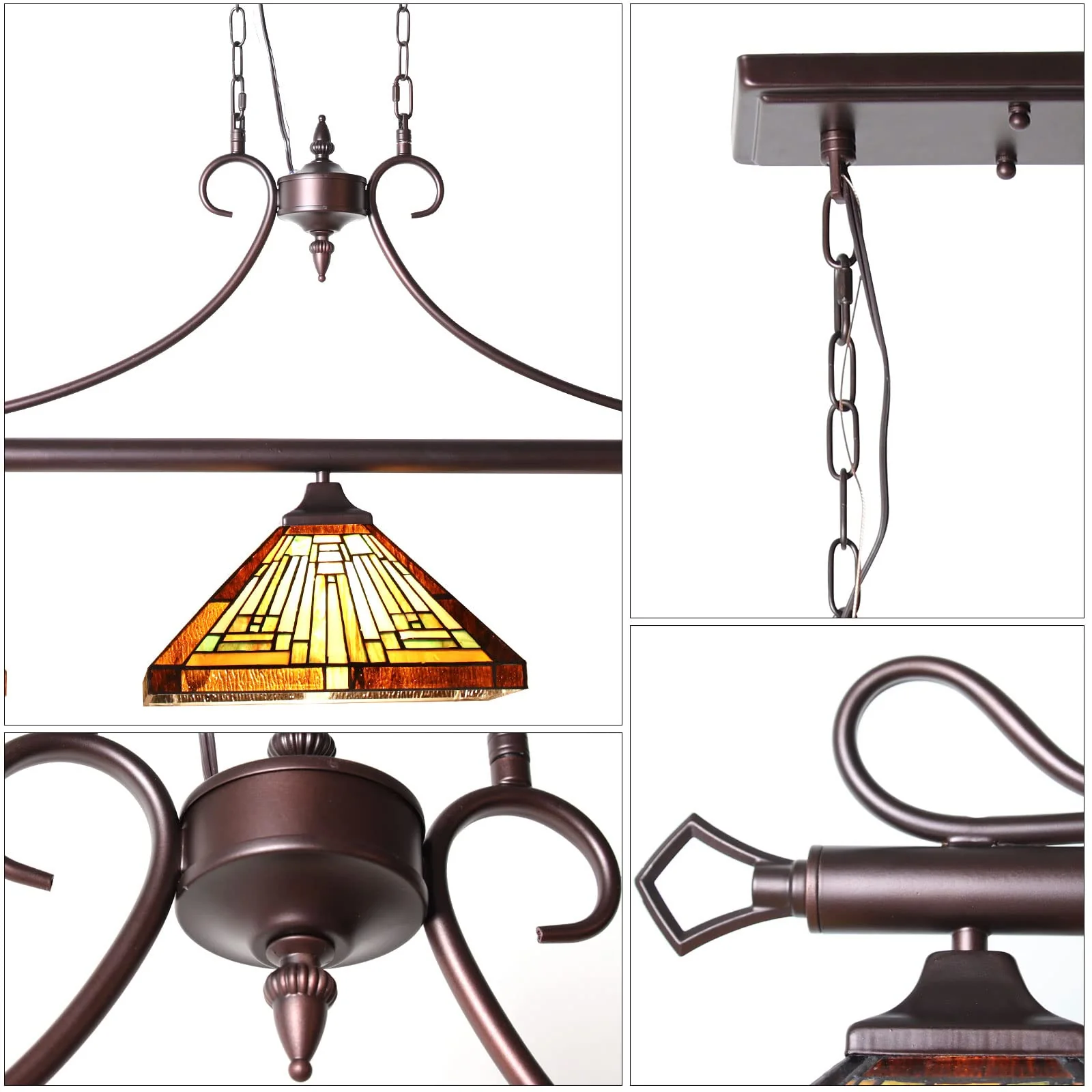 Capulina Tiffany Pool Table Lights 3-Light Pendant Light - Image 5