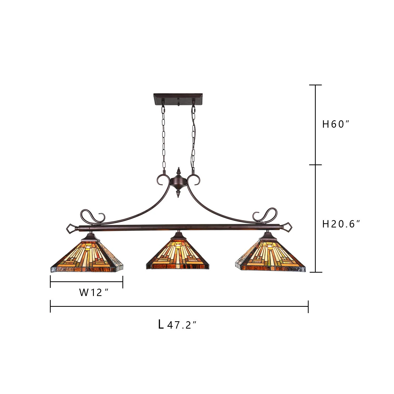 Capulina Tiffany Pool Table Lights 3-Light Pendant Light - Image 7