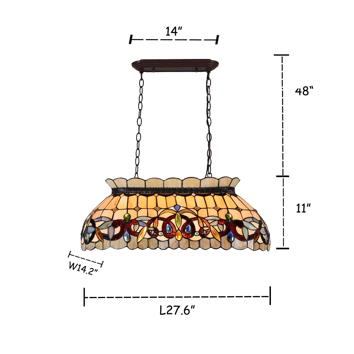 Capulina Tiffany Pool Table Lights Dining Room Kitchen Island Farmhouse Pendant Light 3-Light 28 Lampshade Antique Style - Image 6