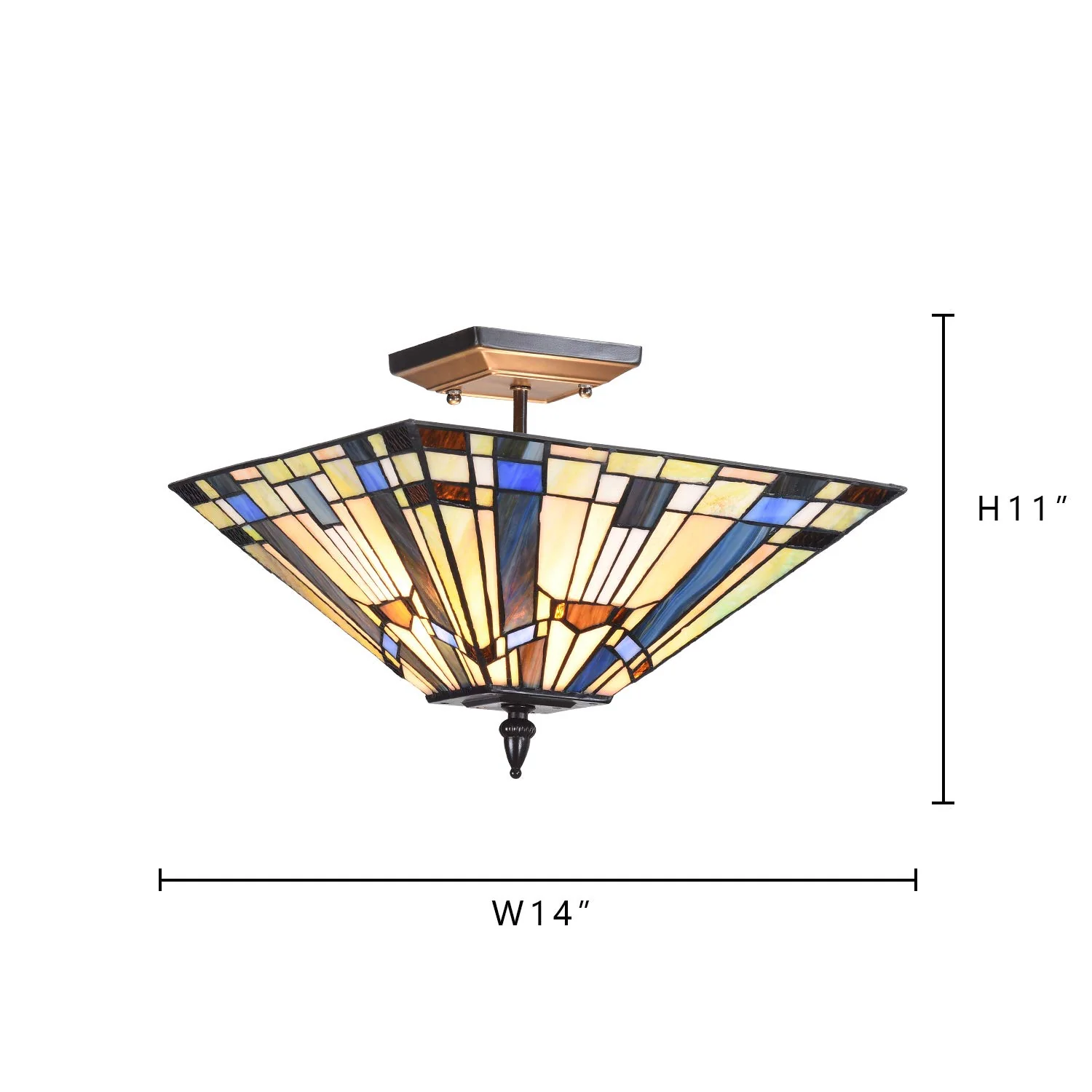 Capulina Tiffany Semi Flush Mount Ceiling Light 2 Light 14X14X11 Inches Stained Glass Pendant Light for Living Room Bedroom Hallway Entrance - Image 6