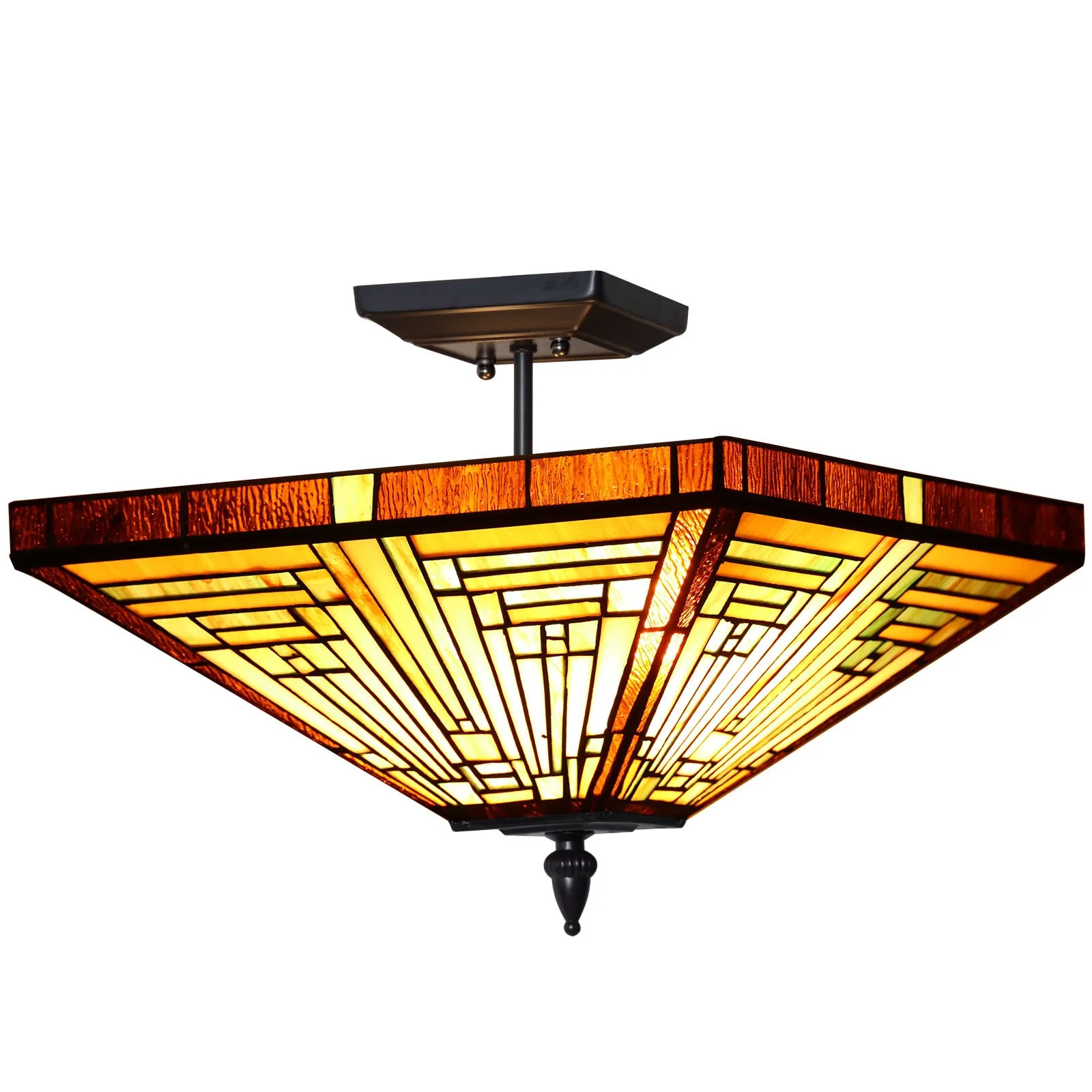 Capulina Tiffany Semi Flush Mount Ceiling Mission Style Hanging Lamp - Image 3