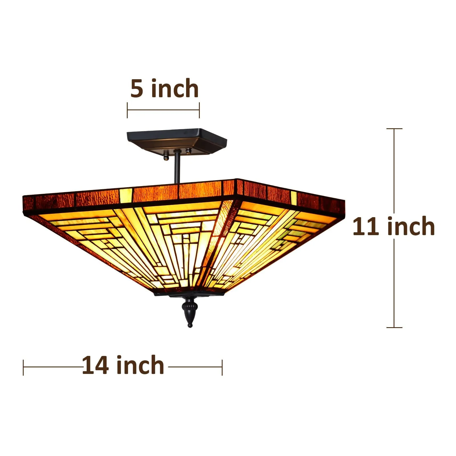 Capulina Tiffany Semi Flush Mount Ceiling Mission Style Hanging Lamp - Image 6