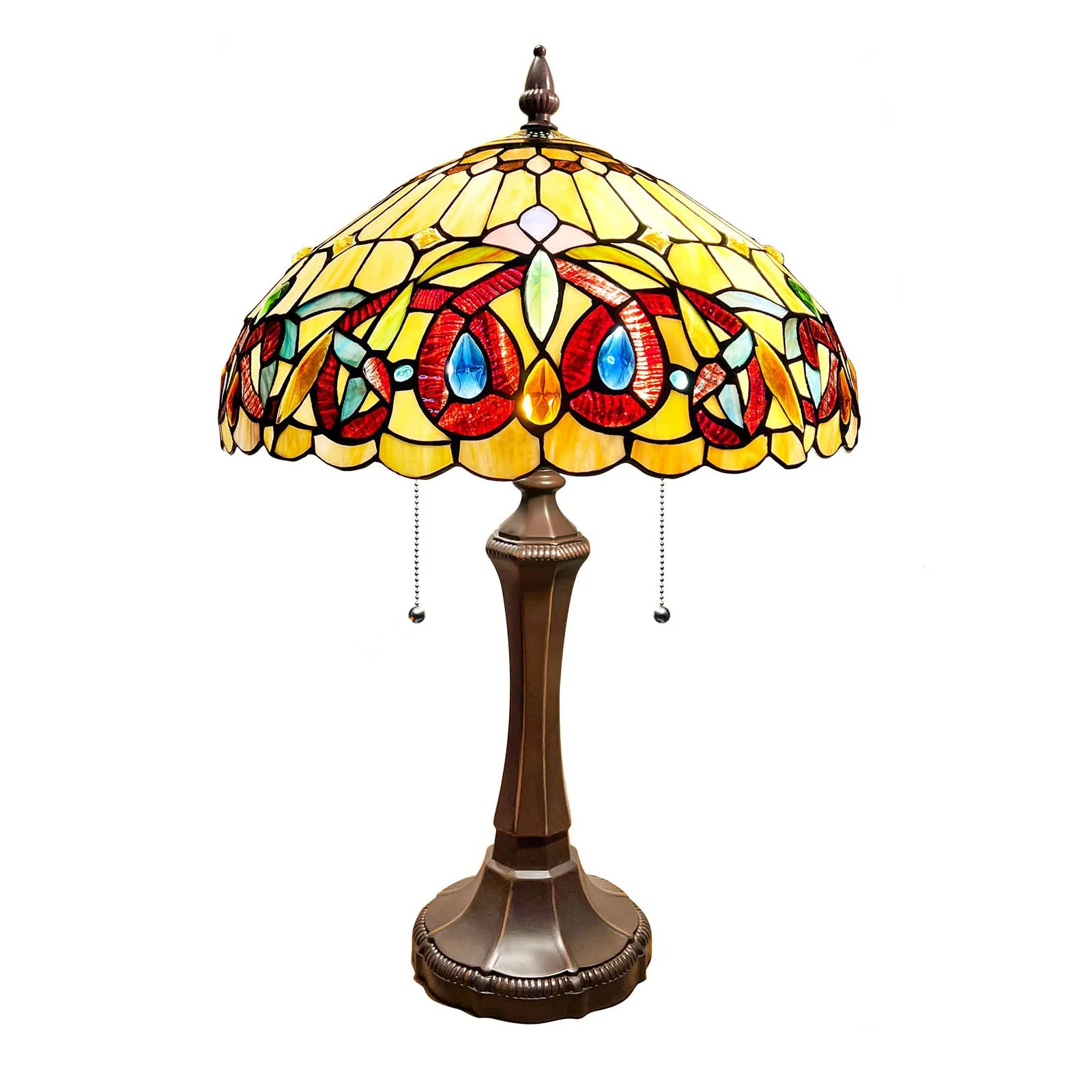 Capulina Tiffany Table Lamp Bedside Reading Lamp 2-Light 16X16X24 Inches Antique Victorian Art Style Desk Lamp for Bedrooms Living Room Office - Image 8