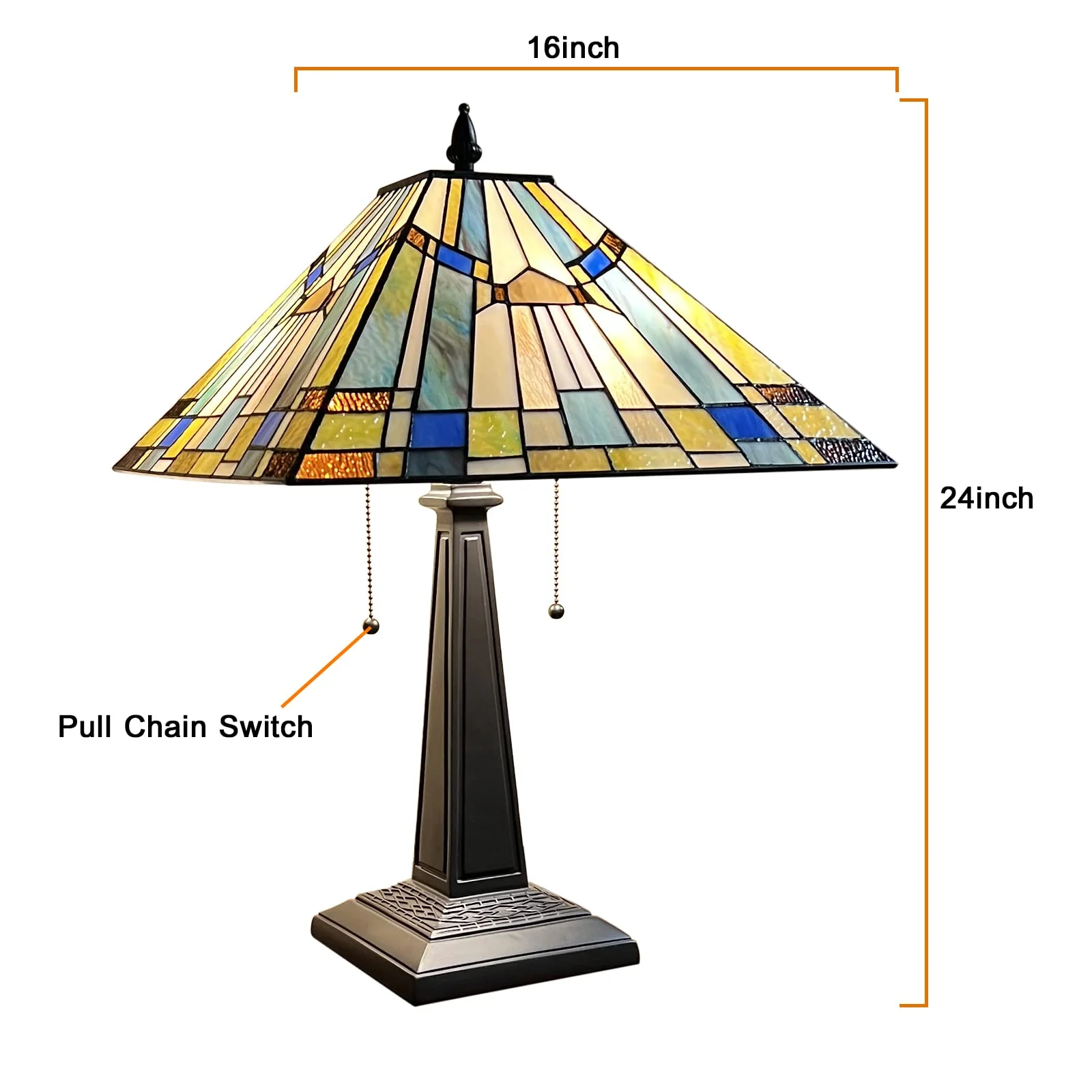 Capulina Tiffany Table Lamp Bedside Reading Lamp 2-Light 16 Wide Antique Mission Style Handicrafts Desk Lamp for Bedrooms Living Room Office - Image 7