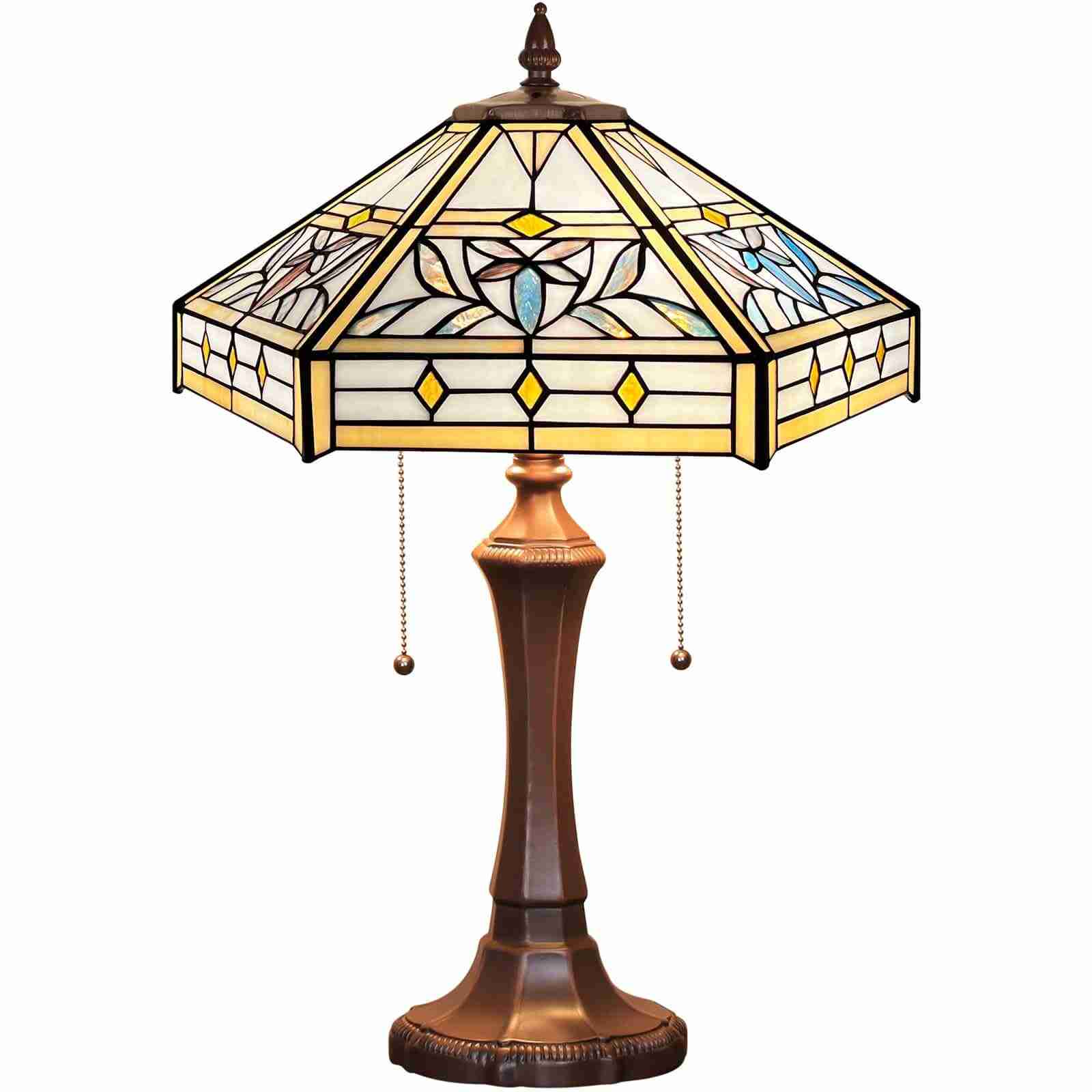 Capulina Tiffany Table Lamp, Mission Hexagon Virgin Style Stained Glass Reading Desk Lamp 2-Light 16x16x24 Inches Decor for Home Office Bedroom Living Room - Image 7