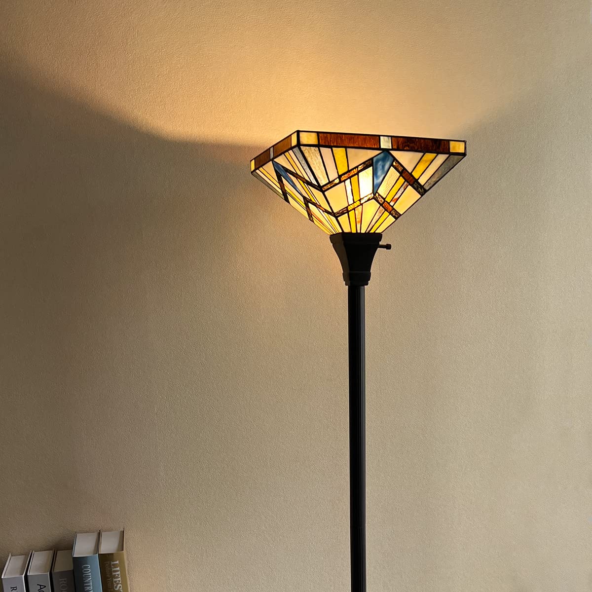 Capulina Tiffany Torchiere Floor Lamp Vintage Industrial Pole Mission Style - Image 3