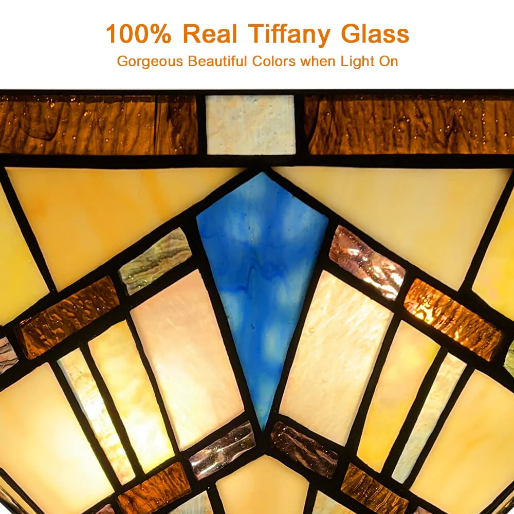 Capulina Tiffany Lamp Stained Glass Wall Sconces 2-Light 12 Inches Wide Cream Amber Vintage Tiffany Style Wall Lights Decor for Hallway Stairway Bedroom Bathroom Cinema - Image 3