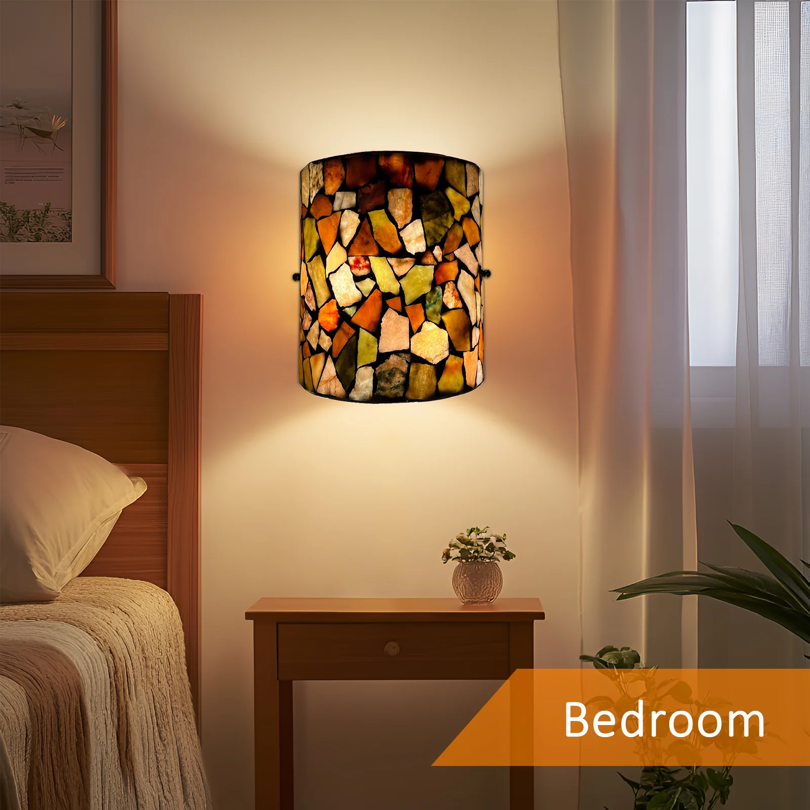 Tiffany Wall Sconces, Natural Shell Lampshade Mosaic Wall Light for Bedroom, Stairway, Corridor - Image 5