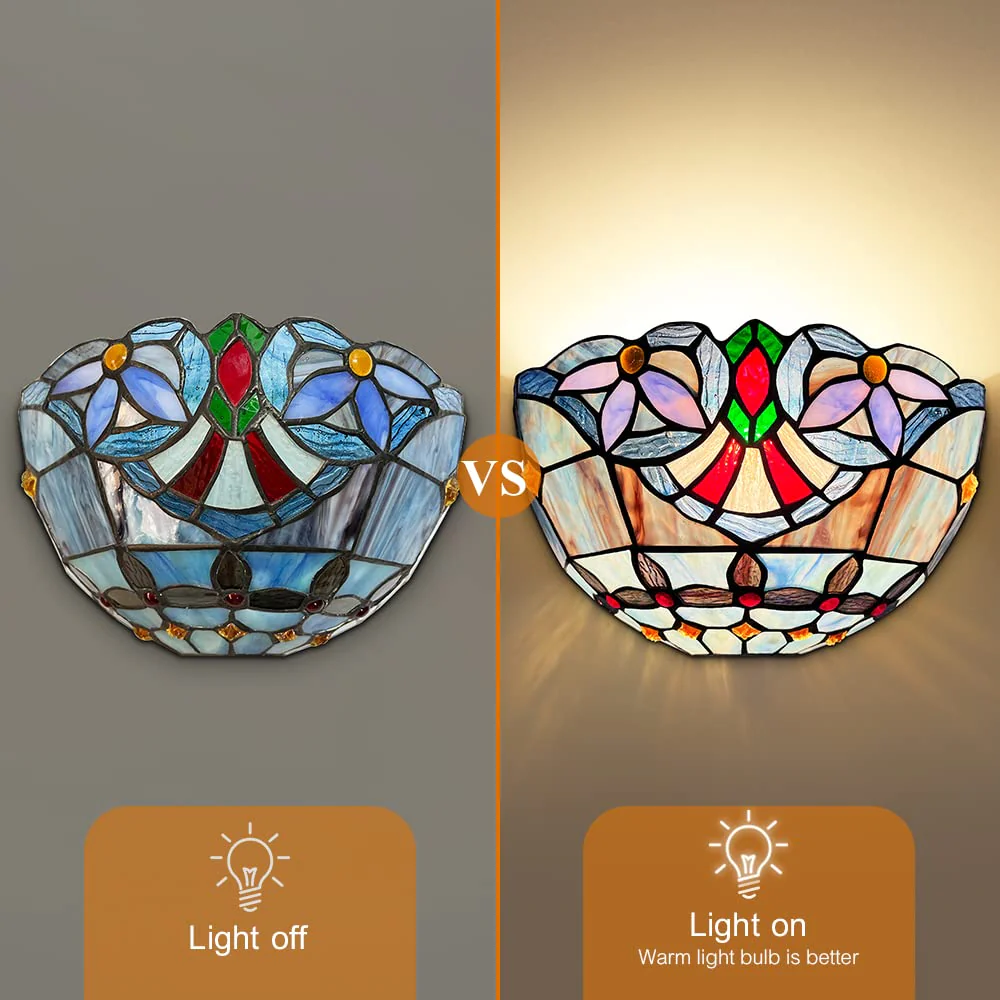 Tiffany Wall Sconces Stained Glass Antique Vintage Style Wall Light - Image 5