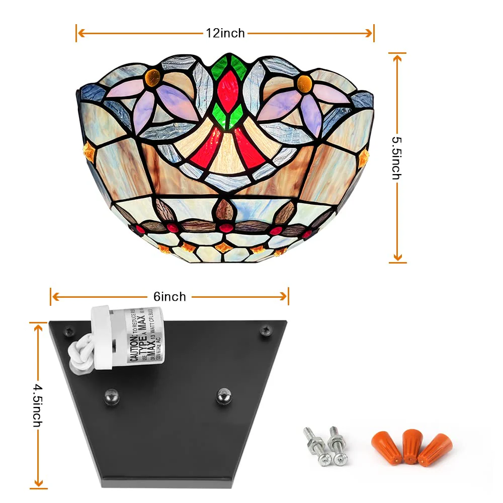 Tiffany Wall Sconces Stained Glass Antique Vintage Style Wall Light - Image 8