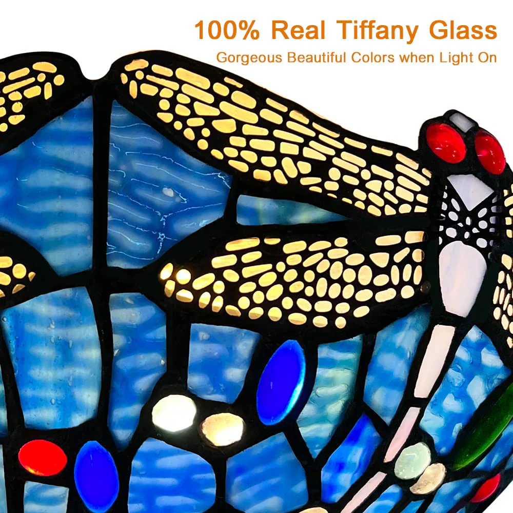 Capulina Tiffany Wall Sconces 12 Wide Stained Glass Vintage Dragonfly Style Wall Light for Hallway Stairway Bedroom - Image 6