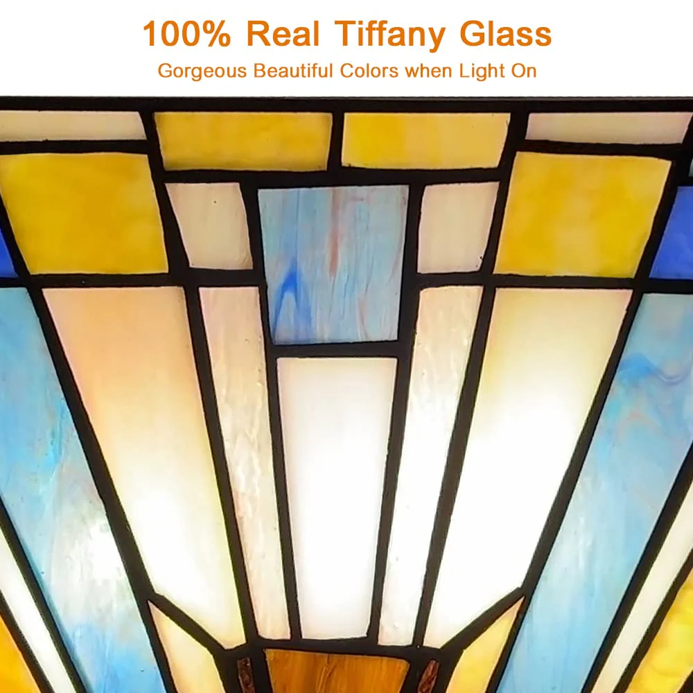 Capulina Tiffany Wall Sconces 12 Inches Wide Stained Glass Green Blue Vintage Style Stained Glass Wall Light Fixtures for Hallway Stairway Bedroom Cinema - Image 6