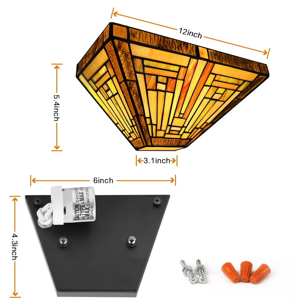 Capulina Tiffany Wall Sconces Stained Glass Vintage Style Wall Light - Image 8
